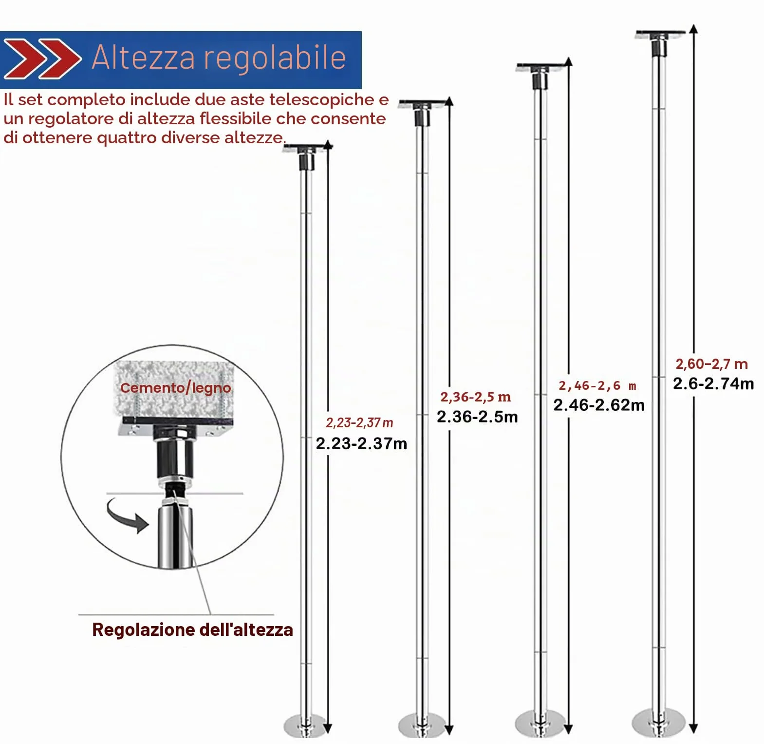 Palestra professionale 45 mm Spinning Static Dance Pole – Heavy Duty per casa con montaggio a soffitto