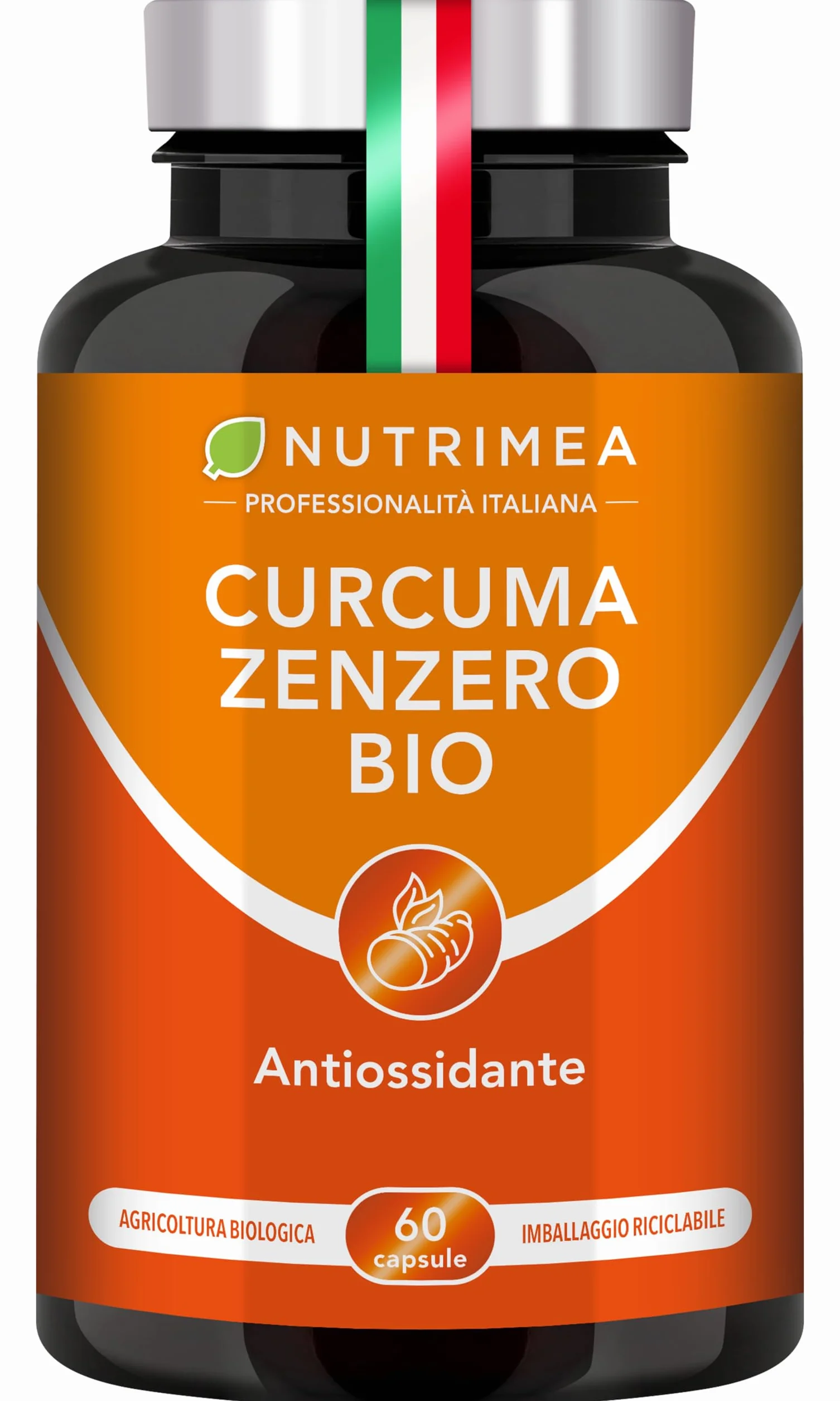Curcuma Zenzero Biologico 100% Naturale Concentrato di Curcumina Antinfiammatorio Antiossidante Nutrimea