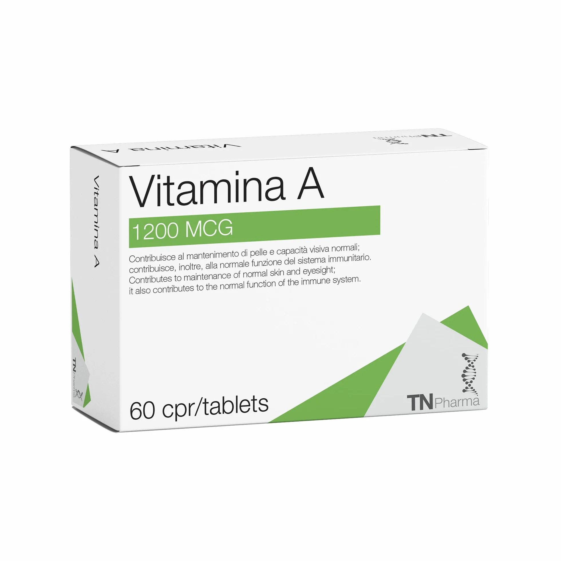 Tn Pharma Vitamina A, 1200 µg, 60 Compresse, Integratore Alimentare, Senza Glutine e Lattosio, Per Sistema Immunitario, Vista e Pelle