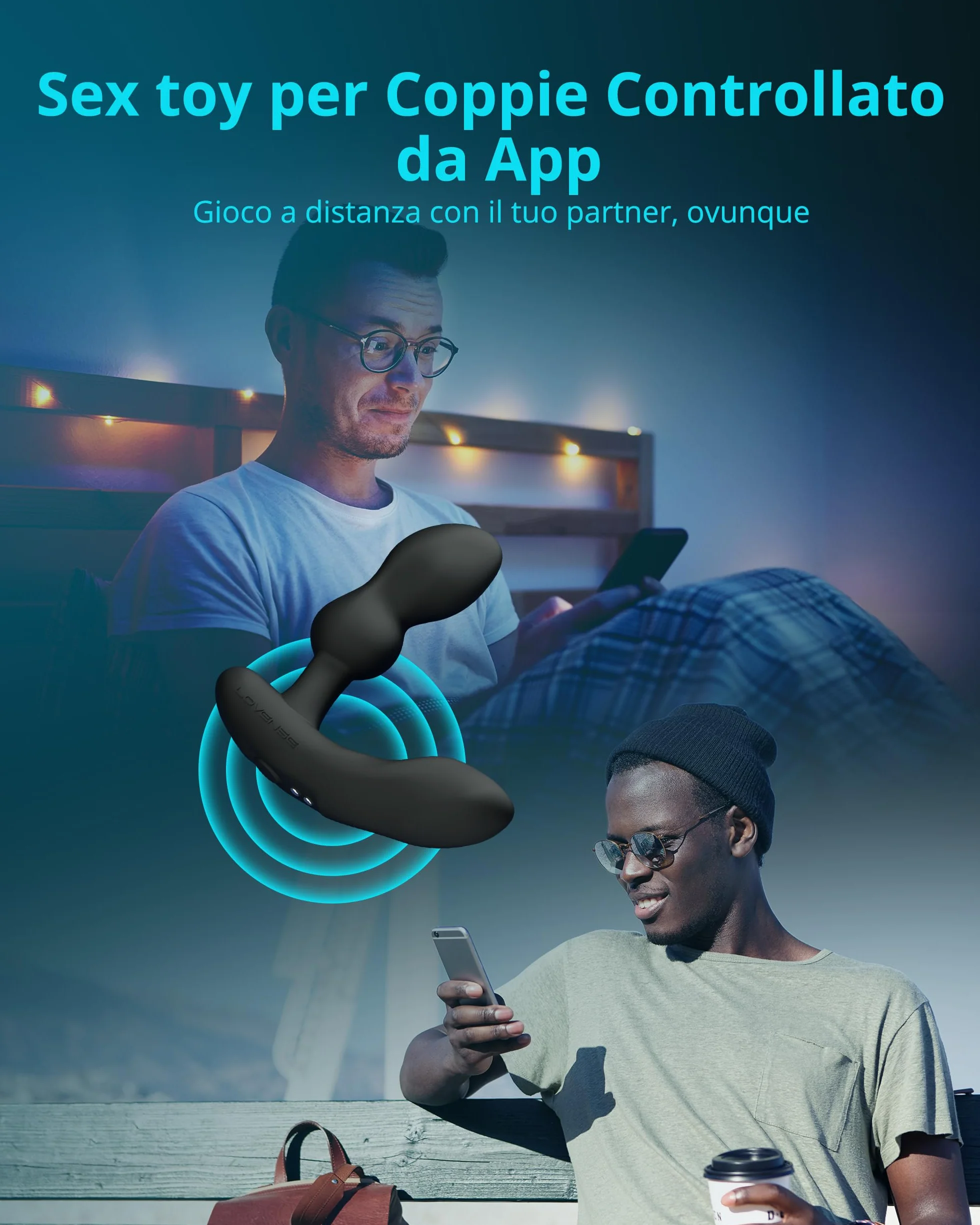 LOVENSE Edge 2 Massaggiatore Prostatico Vibrante Regolabile Bluetooth App Control, Vibratore Anale Telecomandato, Modalità di Vibrazione Personalizzate illimitate