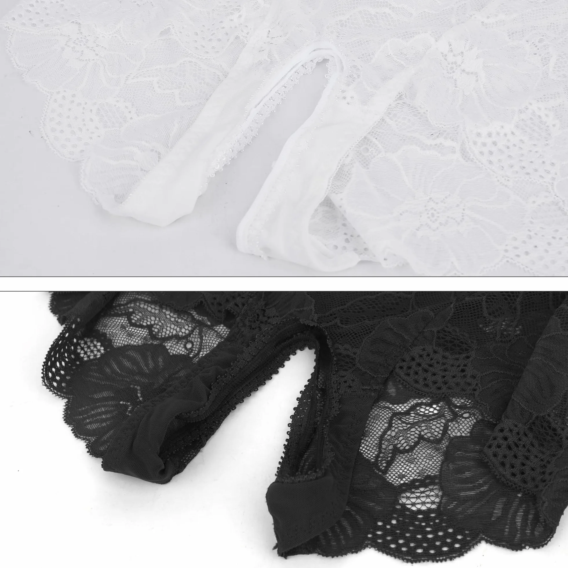 TINAYAUE Perizoma aperto per donna, 2 slip trasparenti in pizzo, taglia grande (100-105 cm)