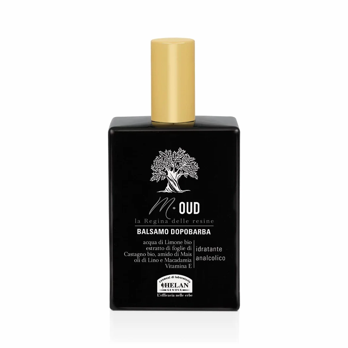 Helan, M Oud, Dopobarba Uomo Delicato e Idratante - Balsamo Barba Analcolico ad Azione Calmante contro Irritazioni, con Oli di Lino, Macadamia e Vitamina E - Idee Regalo Uomo, 75 ml - Made in Italy