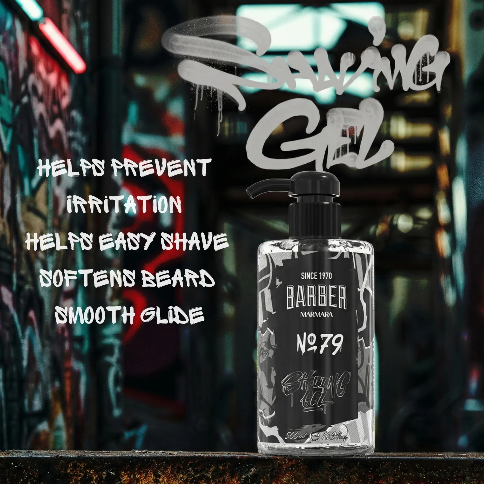 Barber Marmara Gel da Barba No. 79 Trasparente 500ml Senza Schiuma con Dispenser
