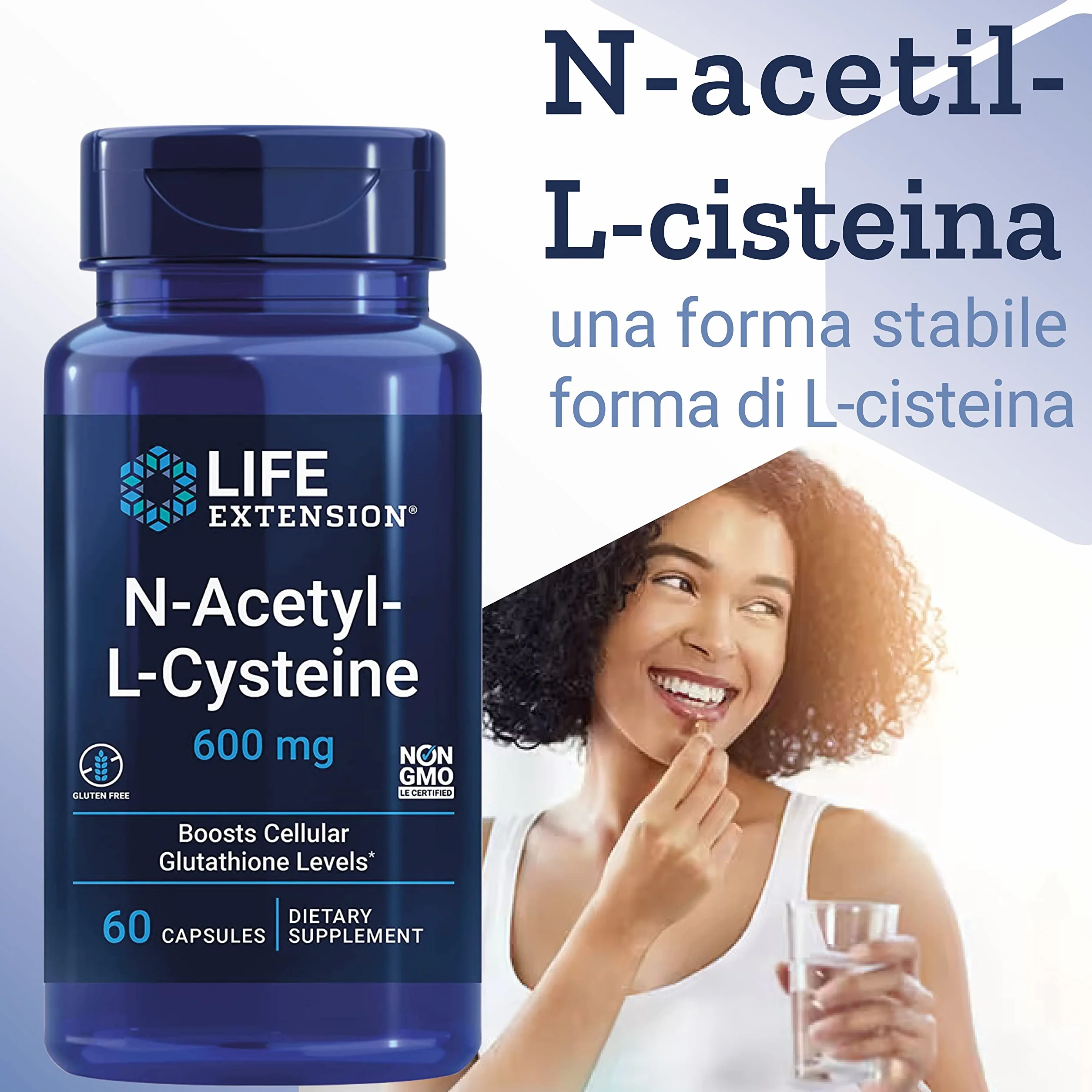 Life Extension N-Acetyl-Cysteine (NAC) 600mg Depot 60 Capsule vegane