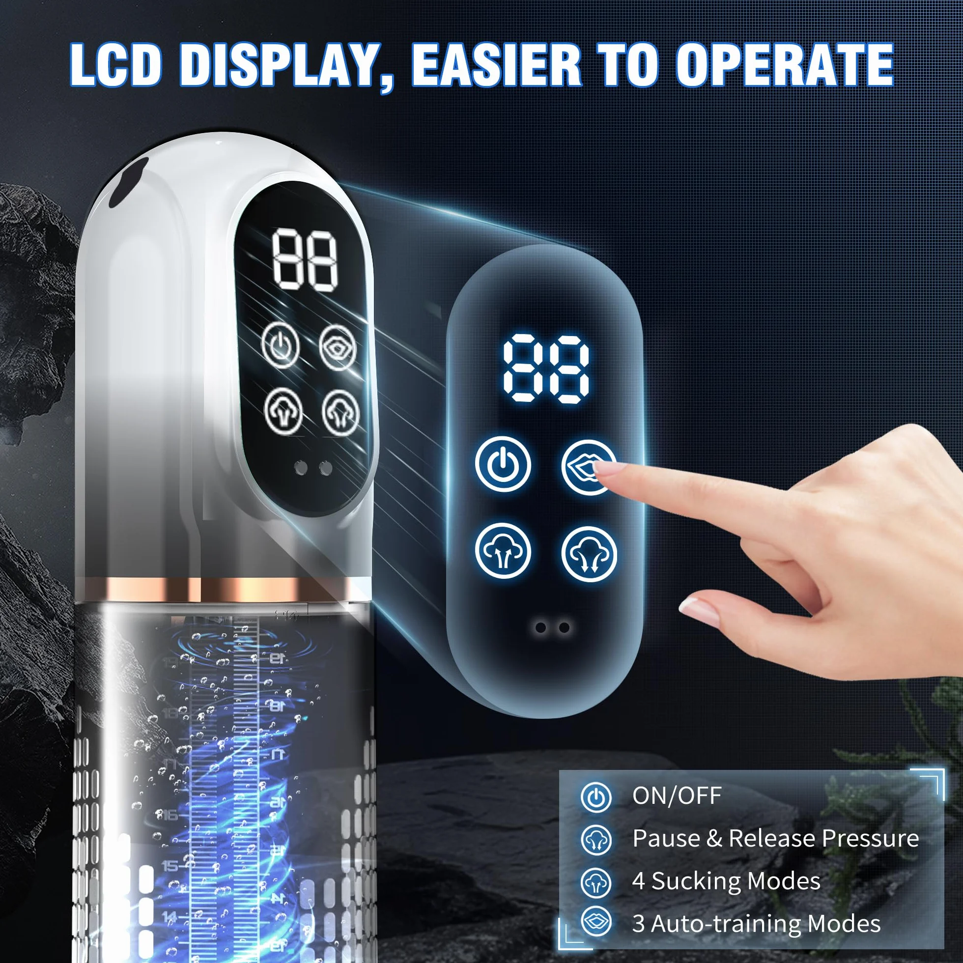 HIVEFUN Masturbatore Uomo Pompa Pene, Masturbtore per Pene con 4 Modalità di Aspirazione e Modalità di Allenamento Automatica Sex Toy Uomo, Nasturbatore Impermeabile IPX7 Sexy Toys Vacuum Device