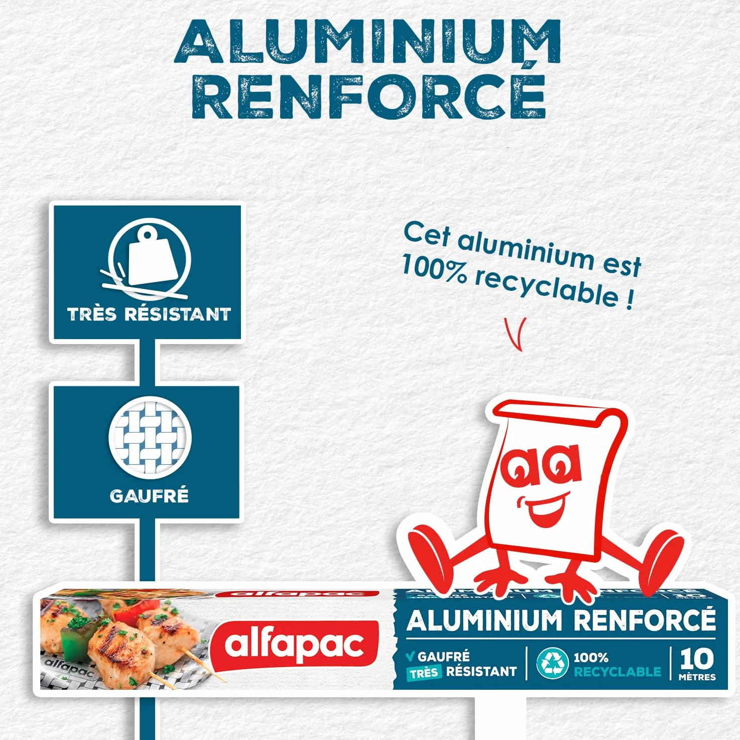 ALFAPAC - Carta in alluminio goffrato, 10 m, 1 pezzo