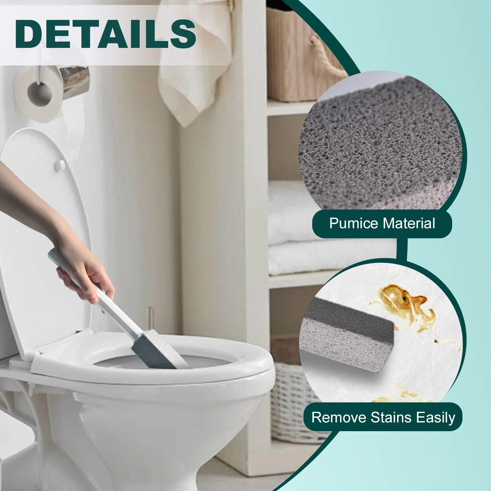 Pietra Pomice per WC con 2 Maniglie Estese - Cleaning Block per Ceramica