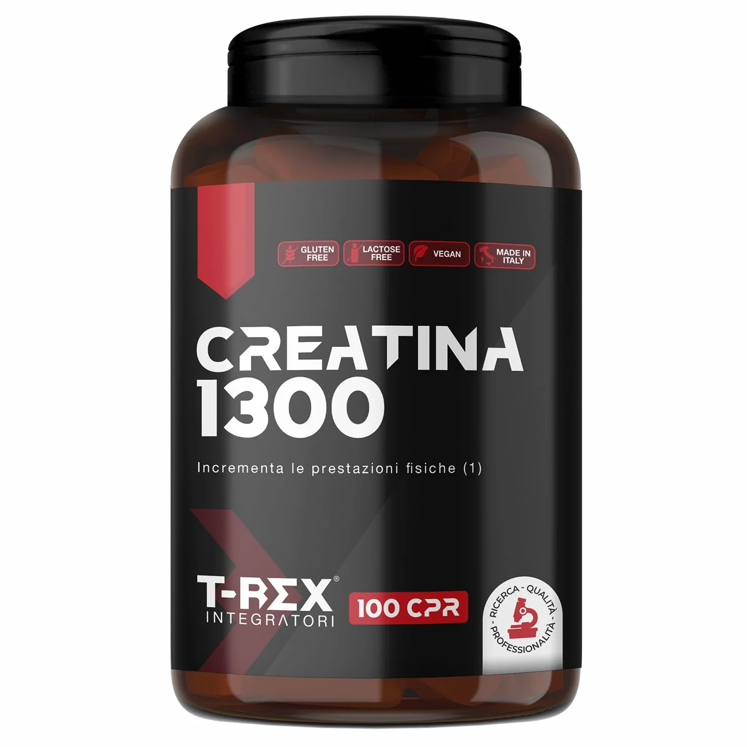T-Rex Integratori Creatina Micronizzata Monoidrata 100 compresse 1300mg - Integratore alimentare per massa muscolare e pre workout