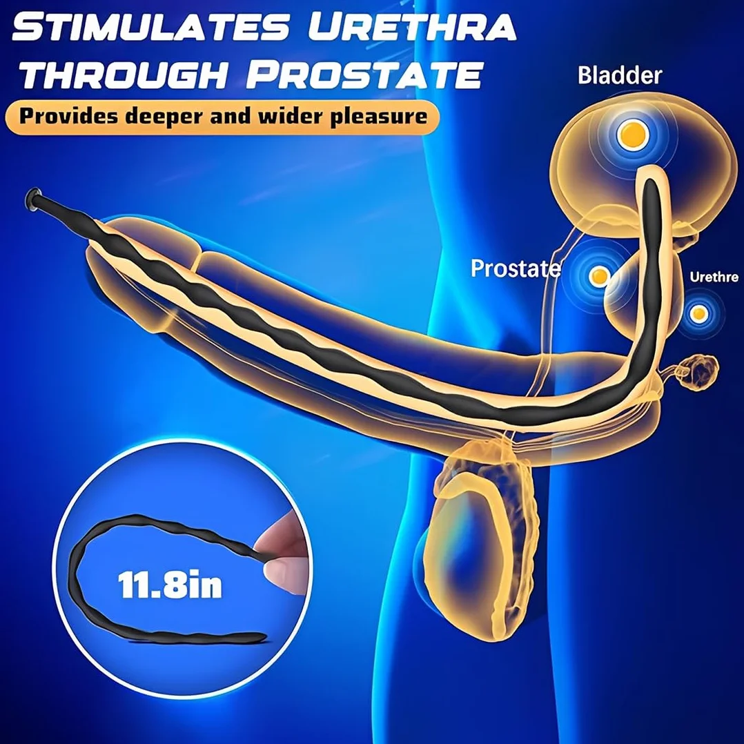 4 Dilatatori per Uomini, Dilatatori in Silicone, Sondaggi Uretrali Flessibili per Stimolazione e Massaggio Prostatico, Silicone Morbido per Uso Sicuro