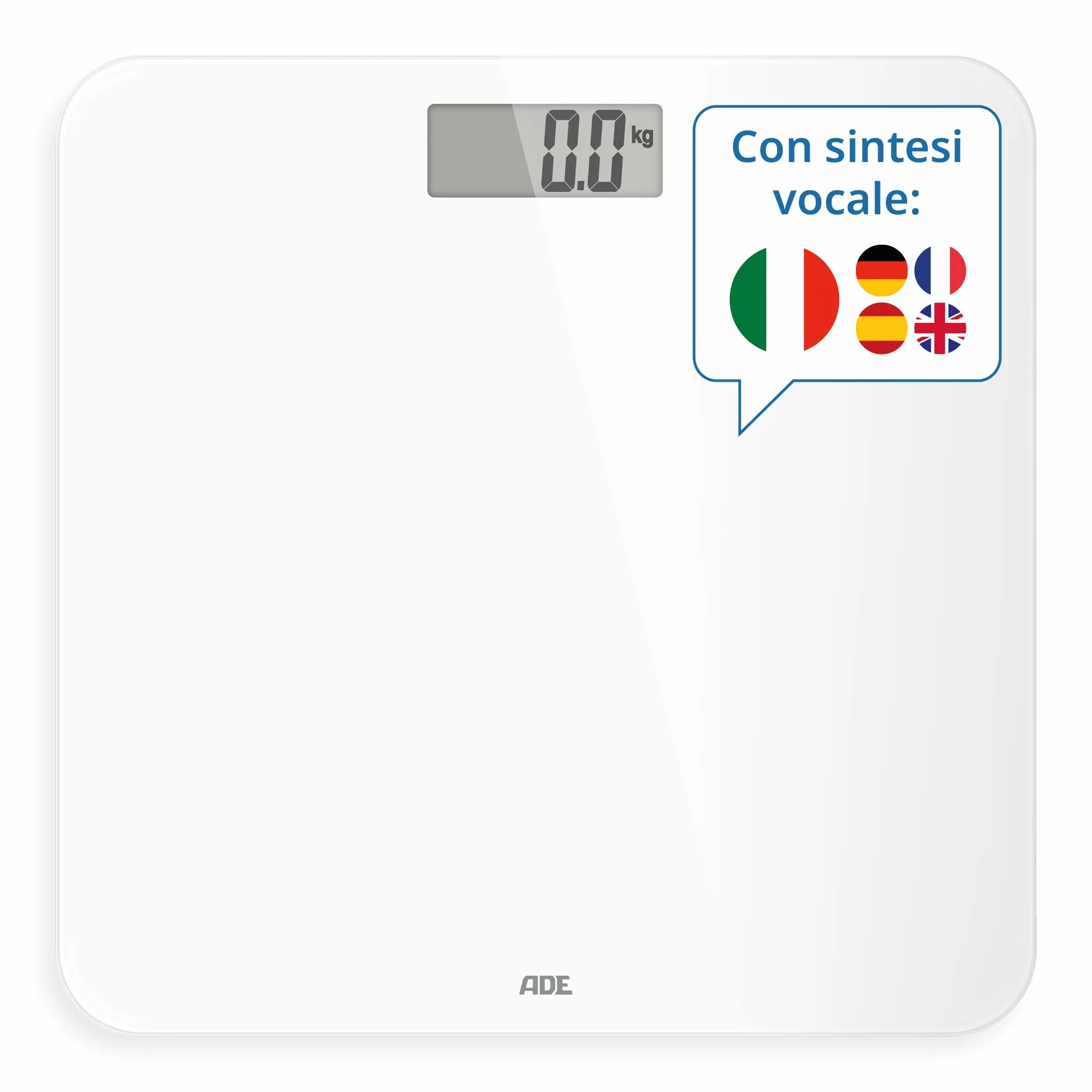 ADE Bilancia pesapersone digitale parlante 250 kg bianca
