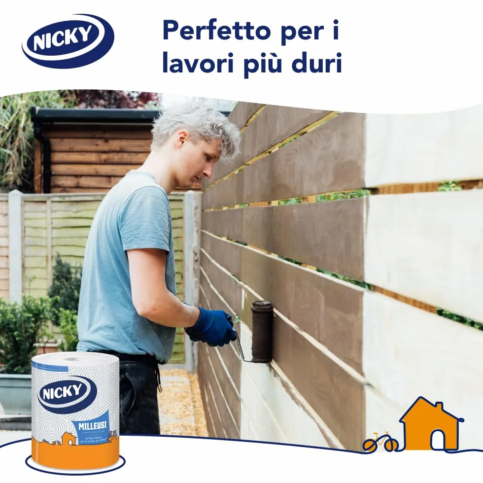 Nicky Milleusi Forte Carta Multiuso 8 Rotoli 3 Veli 180 Fogli FSC