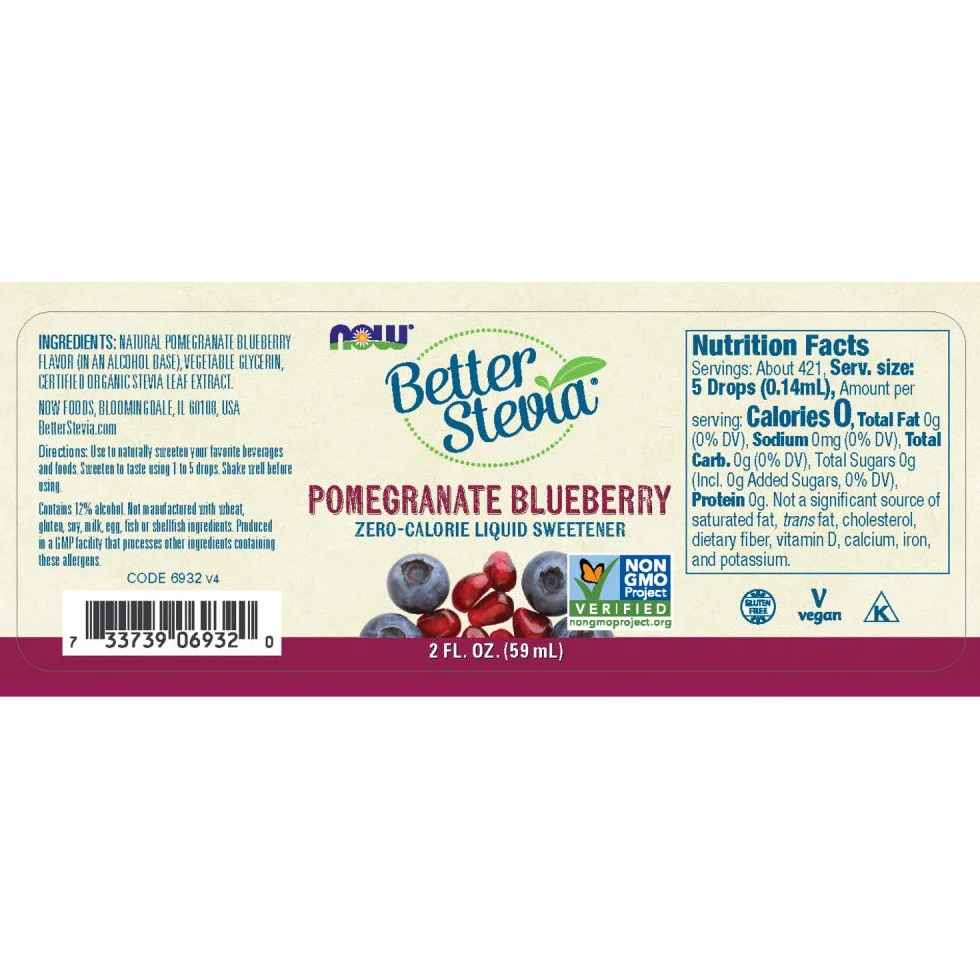 Better Stevia Liquid Pomegranate Blueberry 59ml