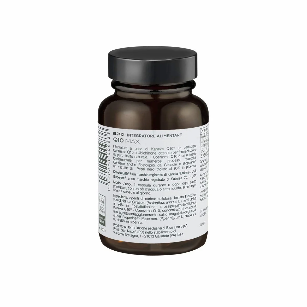 BIOS LINE Principium Q10 Max, Integratore alimentare ricco di Coenzima Q10, Integratore compresse per dare energia a cuore, fegato, cervello e muscoli, 60 capsule vegetali