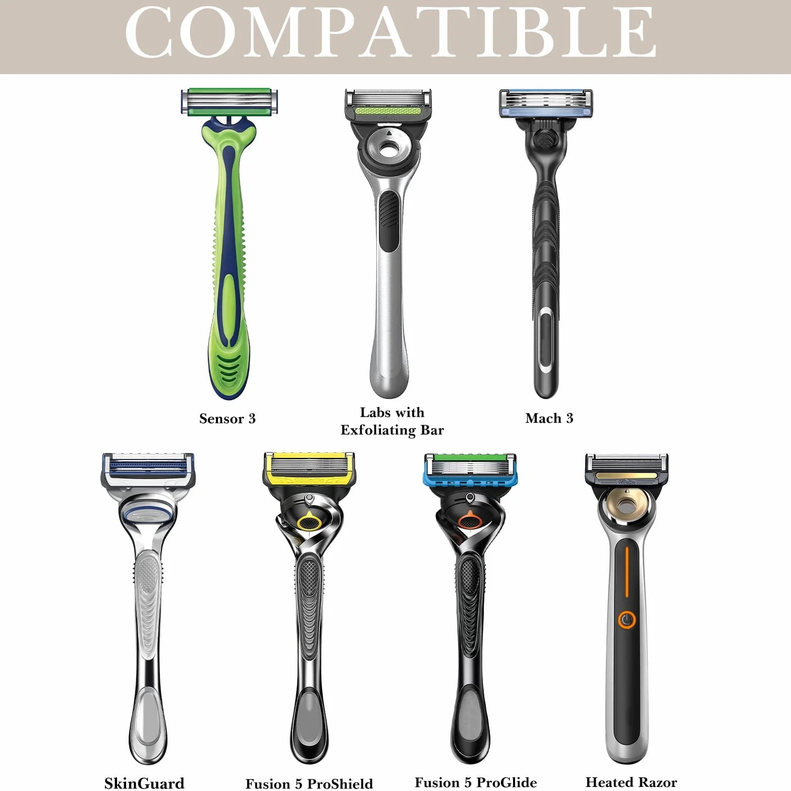 Linkidea Vassoio porta rasoio in diatomite, ad asciugatura rapida, supporto di sicurezza per doccia, compatibile con Gillette Fusion 5 ProGlide, Fusion 5 ProShield, Mach 3 (beige)