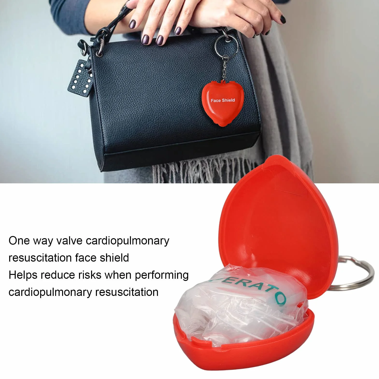 Maschera Facciale RCP 6 Pezzi con Valvola Unidirezionale Portachiavi Kit Emergenza
