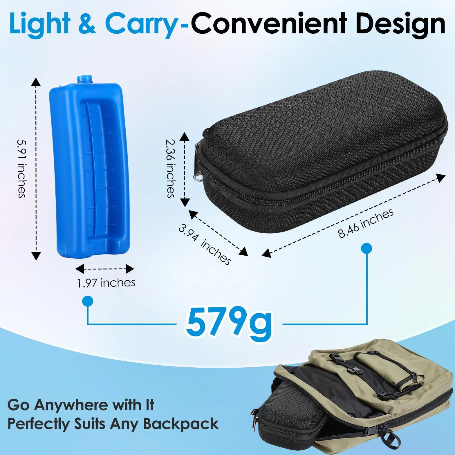 MoKo Custodia Rigida EVA per Insulina, Borsa Termica da Viaggio Approvata TSA per Diabete, Organizer Portatile per Farmaci con Ghiaccioli e Ice Brick, Nero
