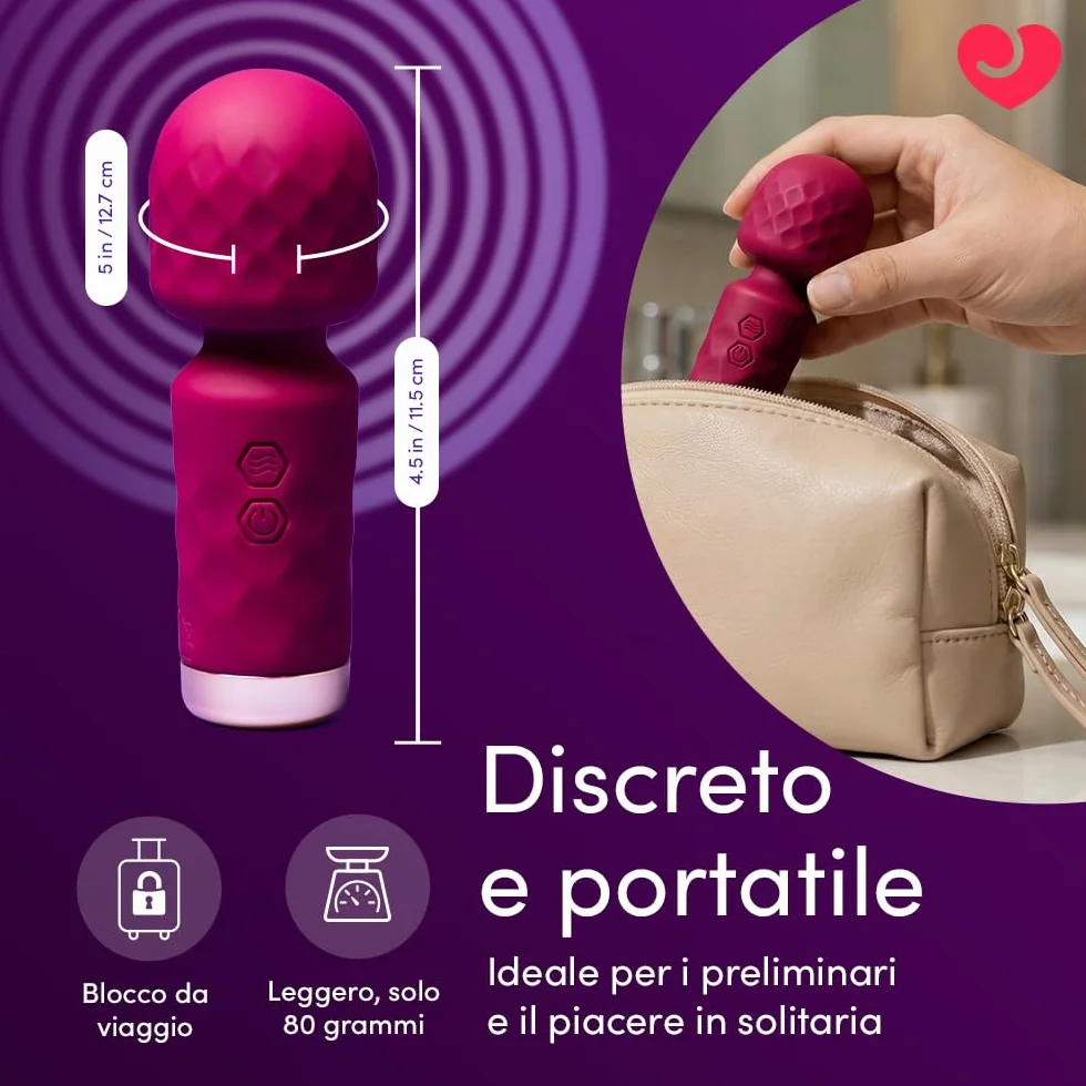 Lovehoney Mini Wand Massaggiatore Vibratore Donna 10 Modalità Ricaricabile Impermeabile Stimolatore Clitoride