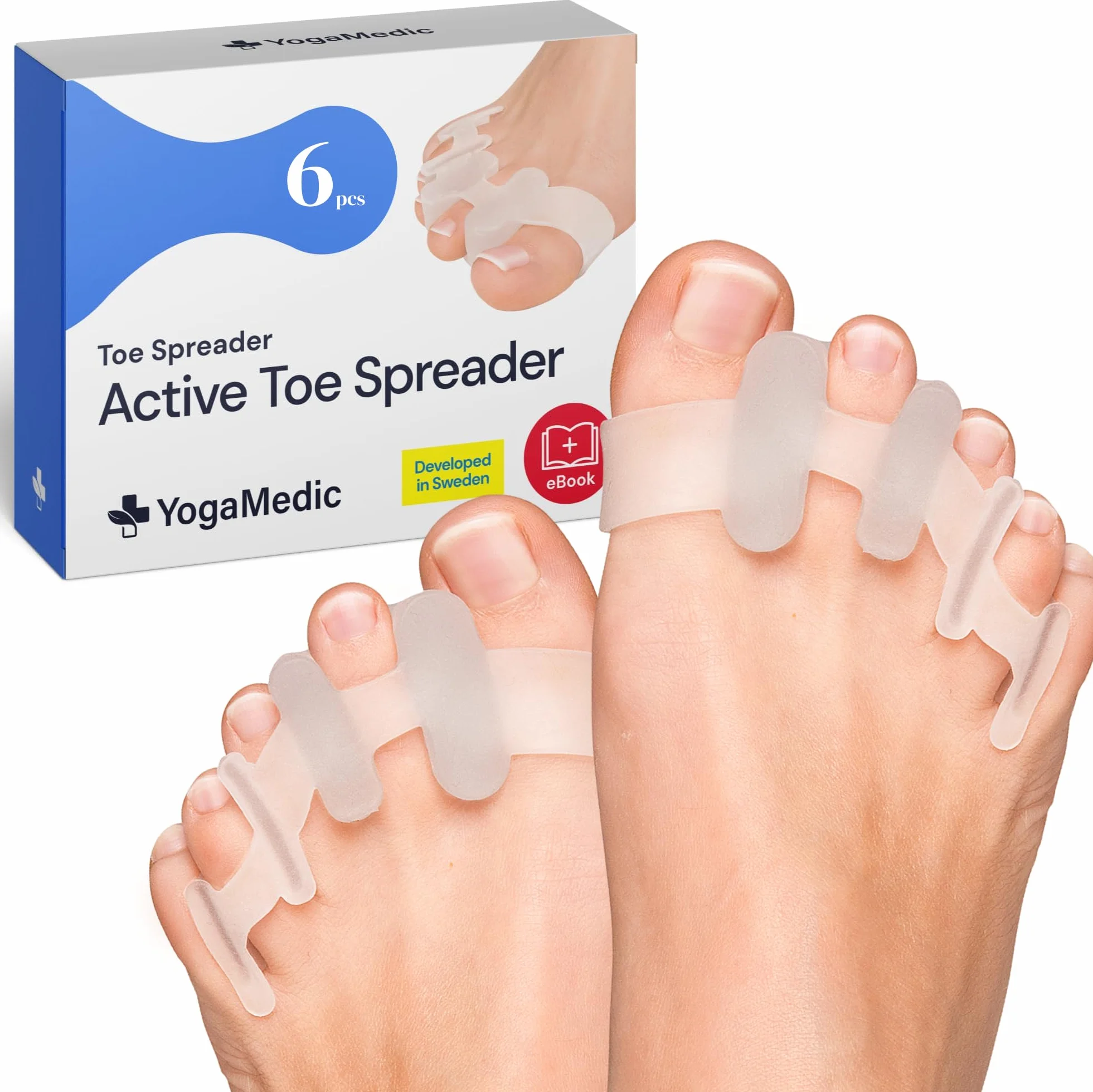 YogaMedic® Separatore Dita Piede - Distanziatore Dita Piedi in Silicone, 6 Pezzi, 0% BPA, Taglia Unica