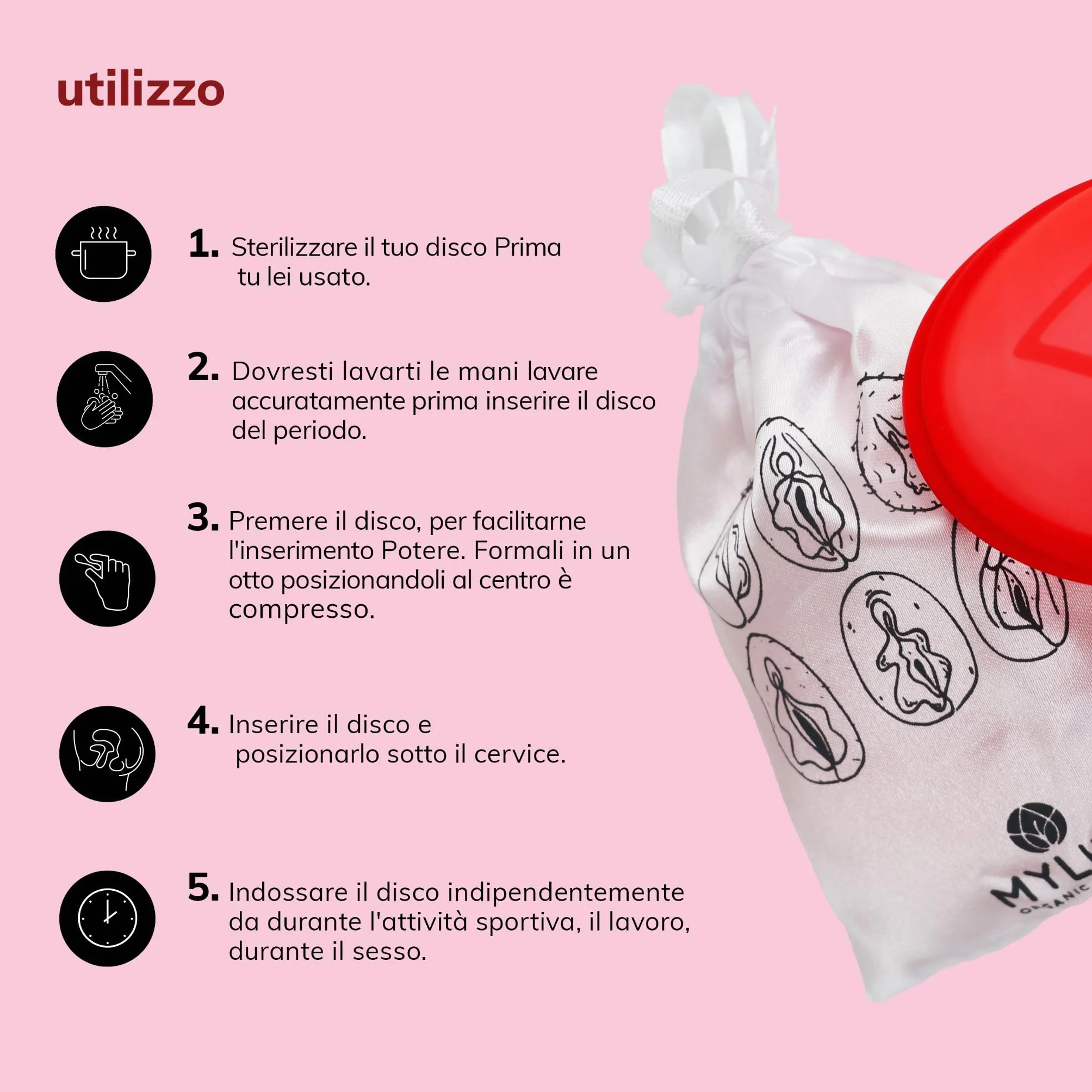 Disco mestruale MYLILY® | 100% silicone di grado medico I Periodo | Disco mestruale I Sostenibile e a basso costo I Disco mestruale | riutilizzabile I S + L