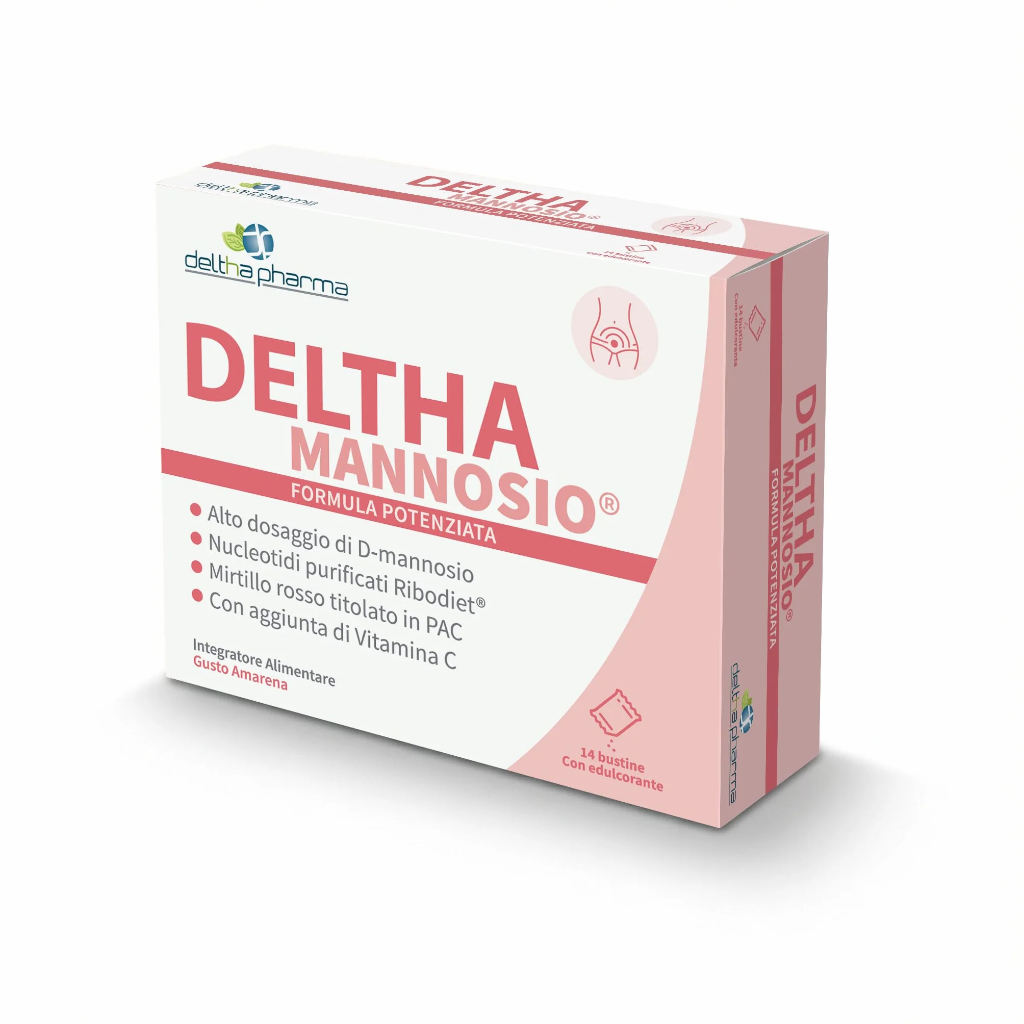Deltha Mannosio Integratore Alimentare di D-mannosio Puro Ad Alto Dosaggio 1000 Mg, Nucleotidi e Mirtillo Rosso (cranberry) - 20 Bst, color Bianco, 656 ml