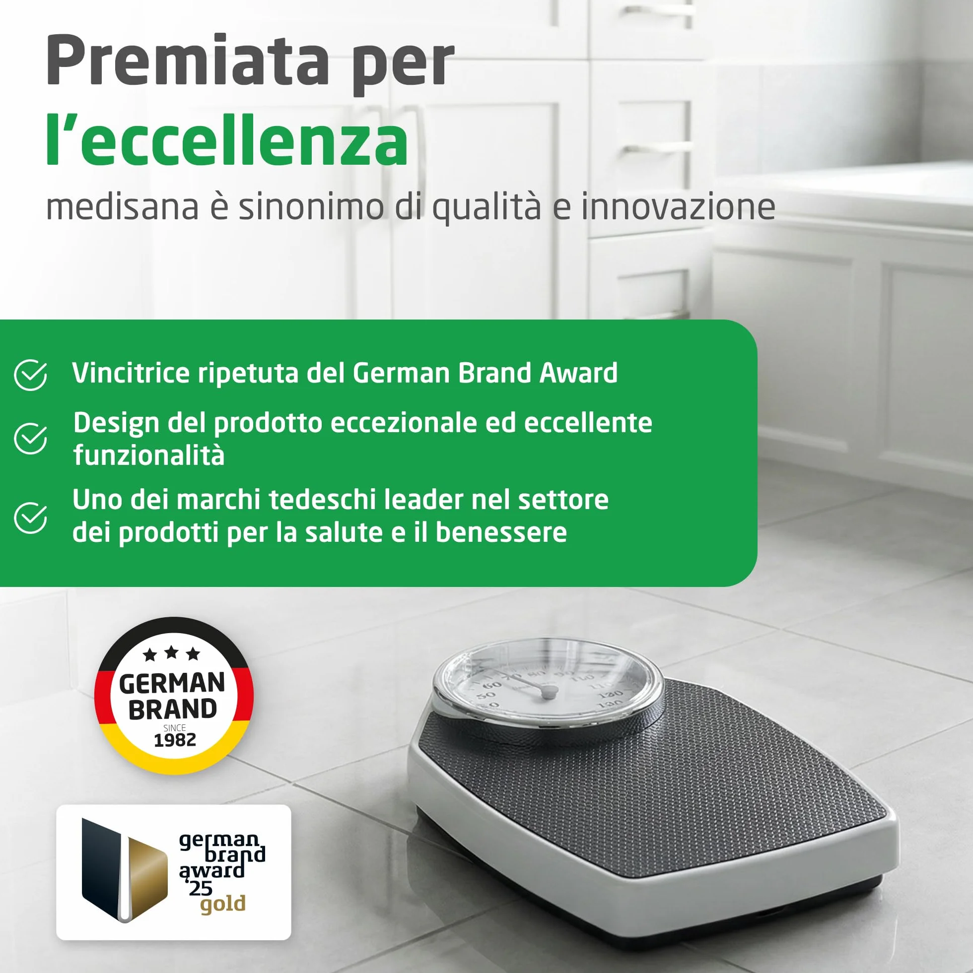 Medisana PSD Bilancia Personale Meccanica Fino a 150 kg, Analogica, Scala Retrò in Design Classico e Su Larga Scala in un Imballaggio Privo di Frustrazioni e con Copertura in Vetro Rinforzato