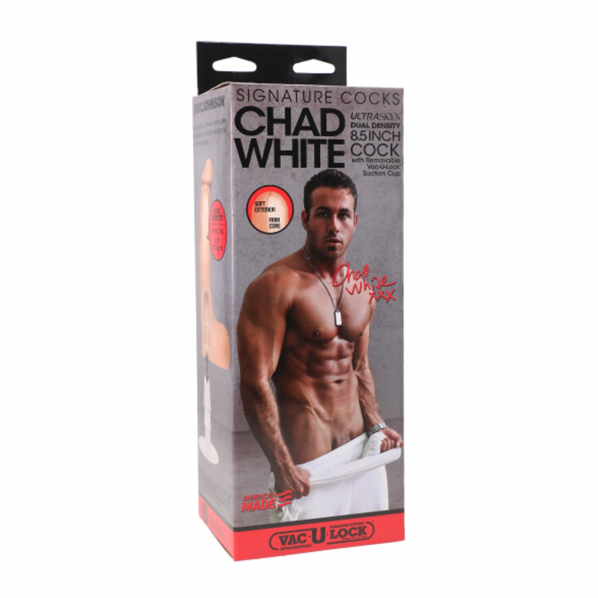 Chad White 8.5 Inch ULTRASKYN Cock with Removable Vac-U-Lock Suc