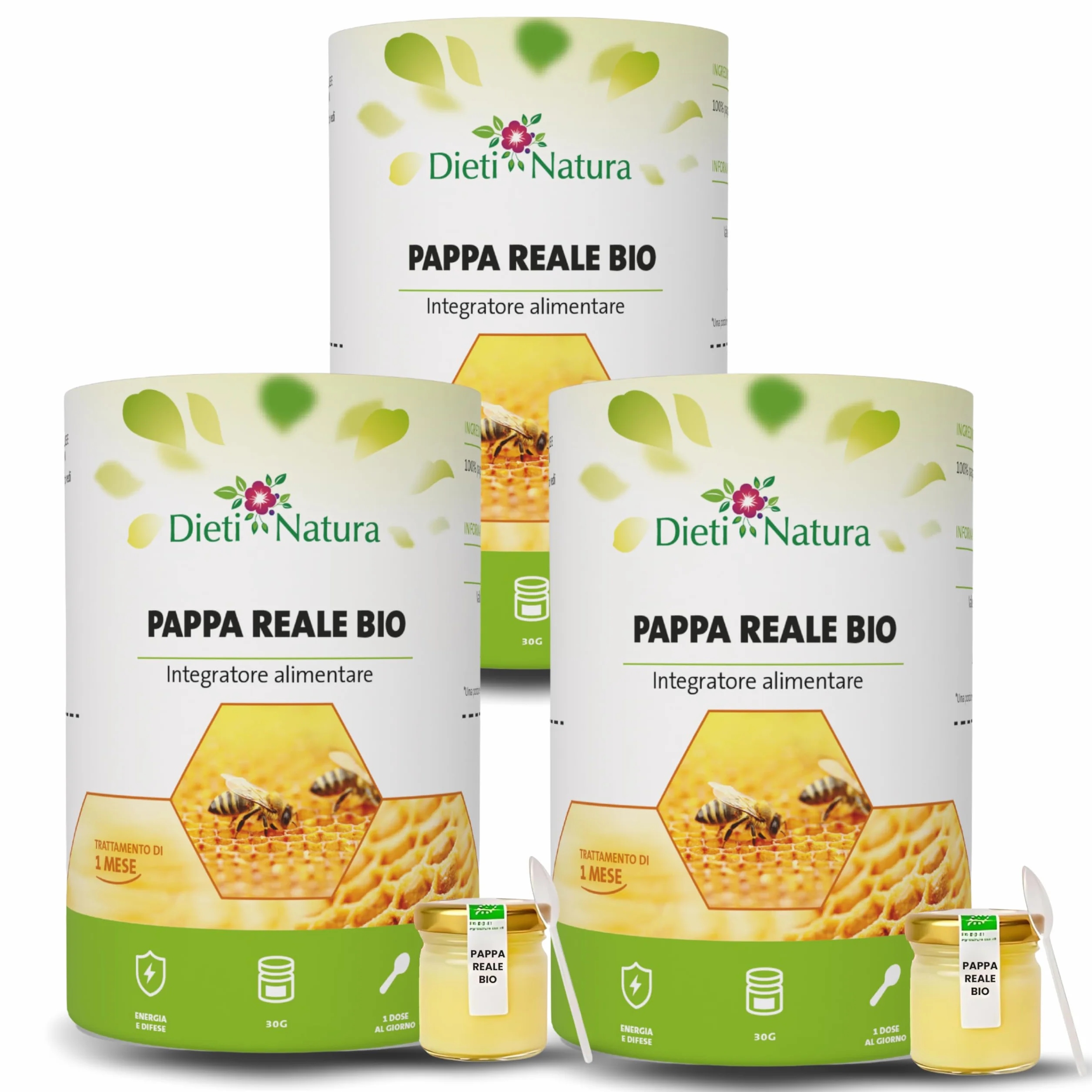 Pappa Reale Fresca BIO 30 g 3 Vasetti – Pappa Reale Pura con Vitamine, Oligoelementi e Minerali
