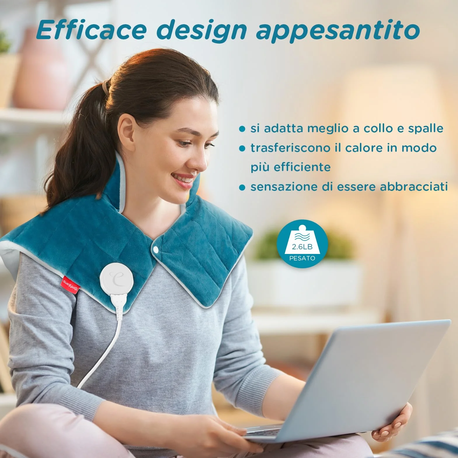 Comfytemp Cuscinetto Termico per Collo, 9 Livelli di Calore, Cuscinetto Termico per Spalla e alla Schiena, Scaldacollo Elettrico per Cervicale, Spegnimento Automatico, Lavabile in Macchina, 48×56cm