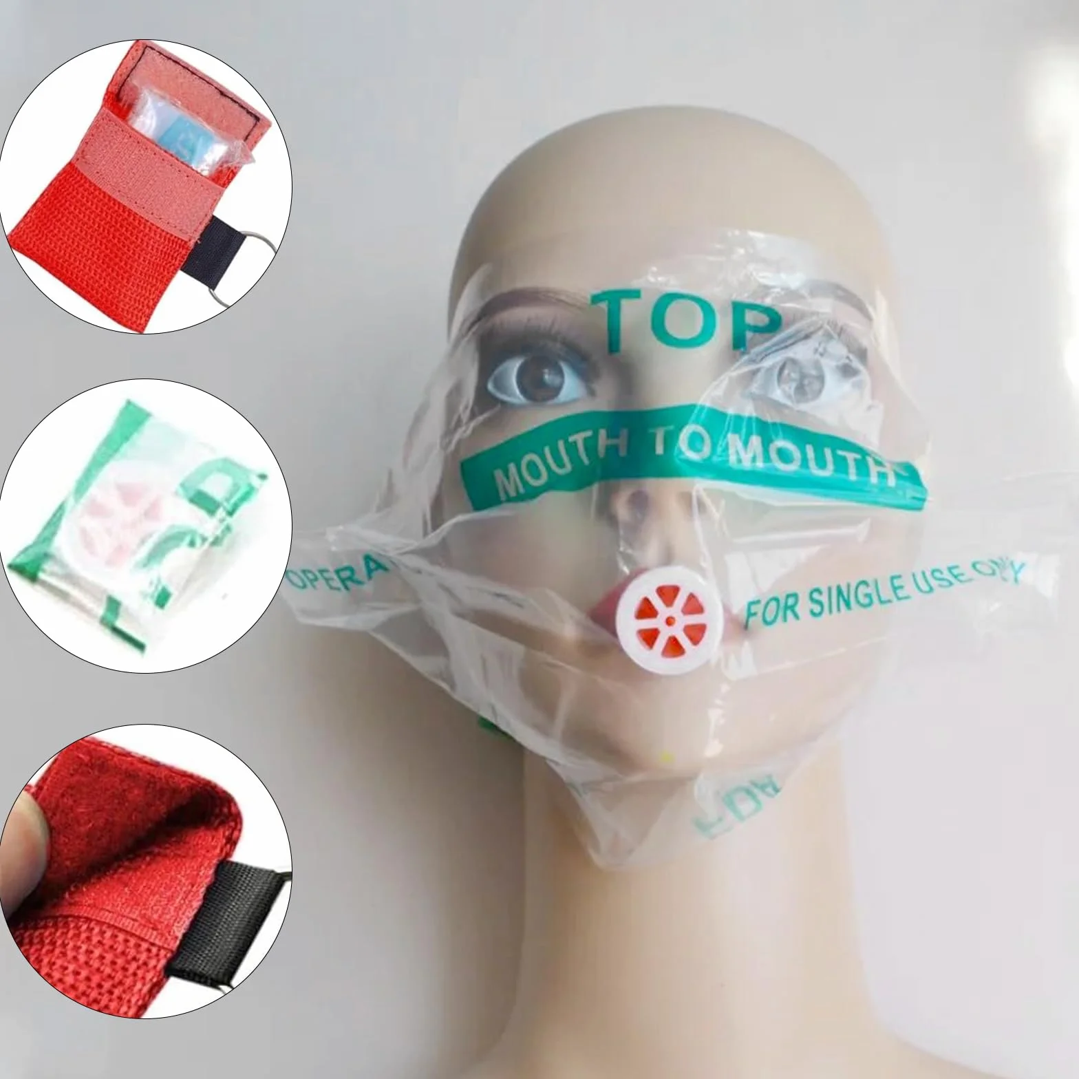 Maschere Respiratorie di Primo Soccorso CPR in PE, 8 Pezzi, 5,5 x 5 cm, Portachiavi