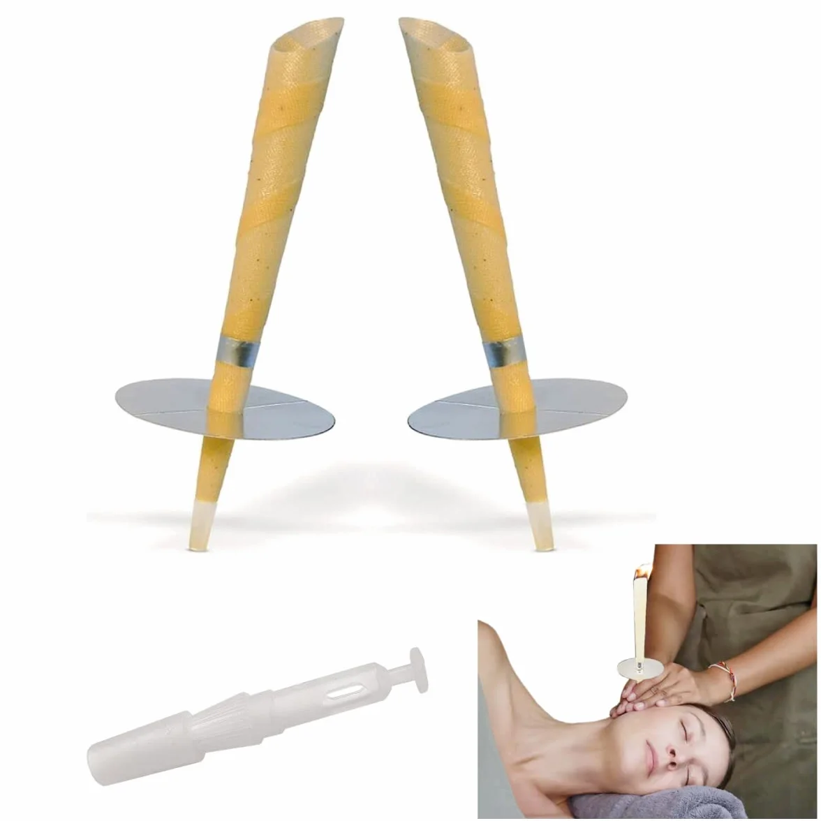 Setablu - Coni di Cera per Orecchie | Naturali con Cera d'Api e Cotone | Rimozione Cerume | Relax Corpo e Mente | Disco Protettivo e Stop Drop | 2 Pezzi