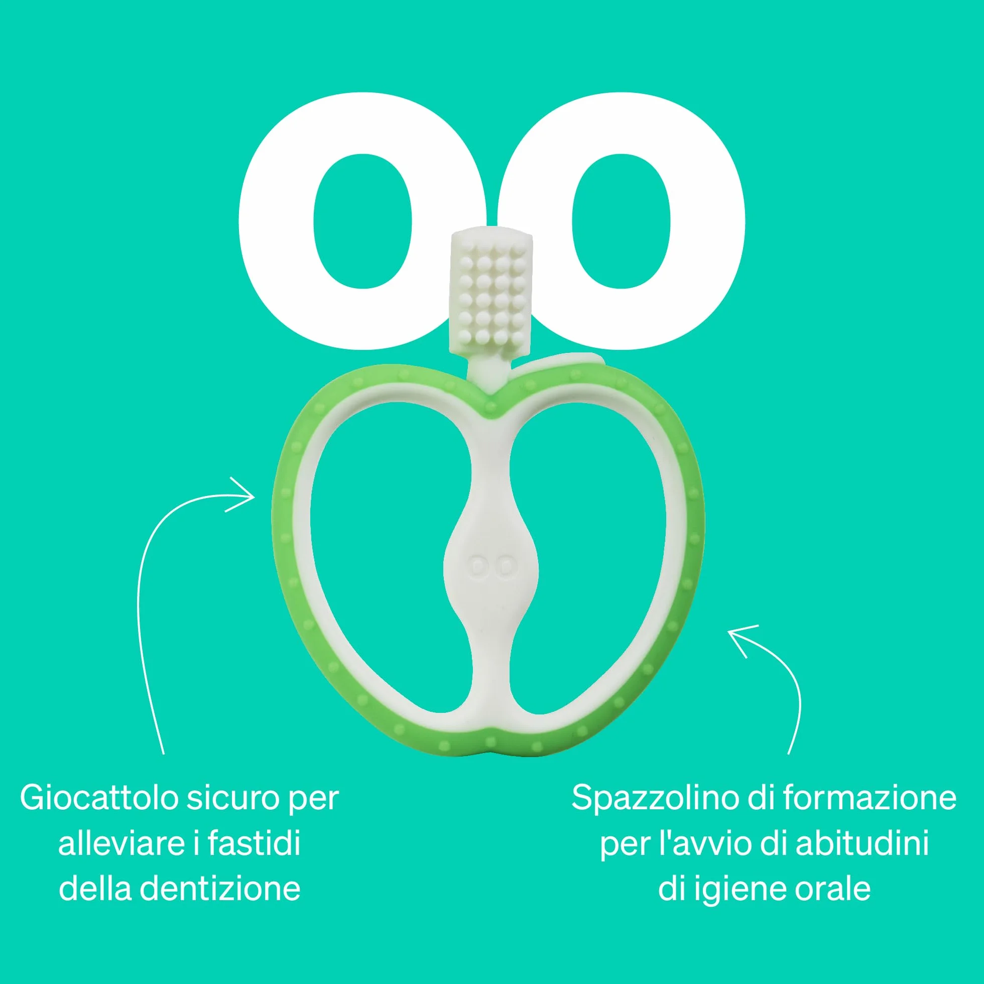 Massaggia Gengive Neonati Di Love Noobs, 4+ Mesi, Senza BPA, Giochi Dentizione Neonato, Spazzolino Da Denti Per Bambini, Giocattolo Da Mordere In Silicone, Verde