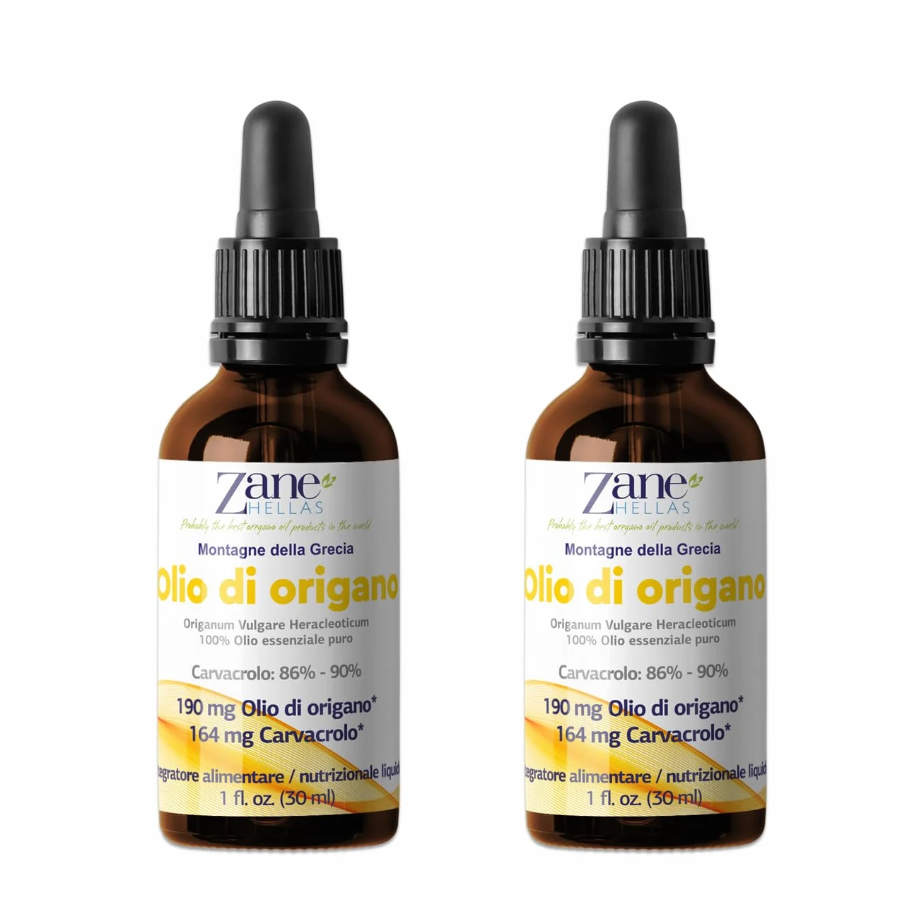 Olio di origano non diluito 86% Carvacrolo 164mg per porzione 60 ml