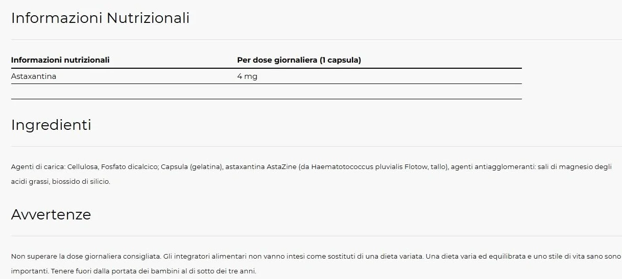 Astaxantina AstaZine® 30 capsule potente antiossidante naturale 600 volte piu potente di Vitamina C