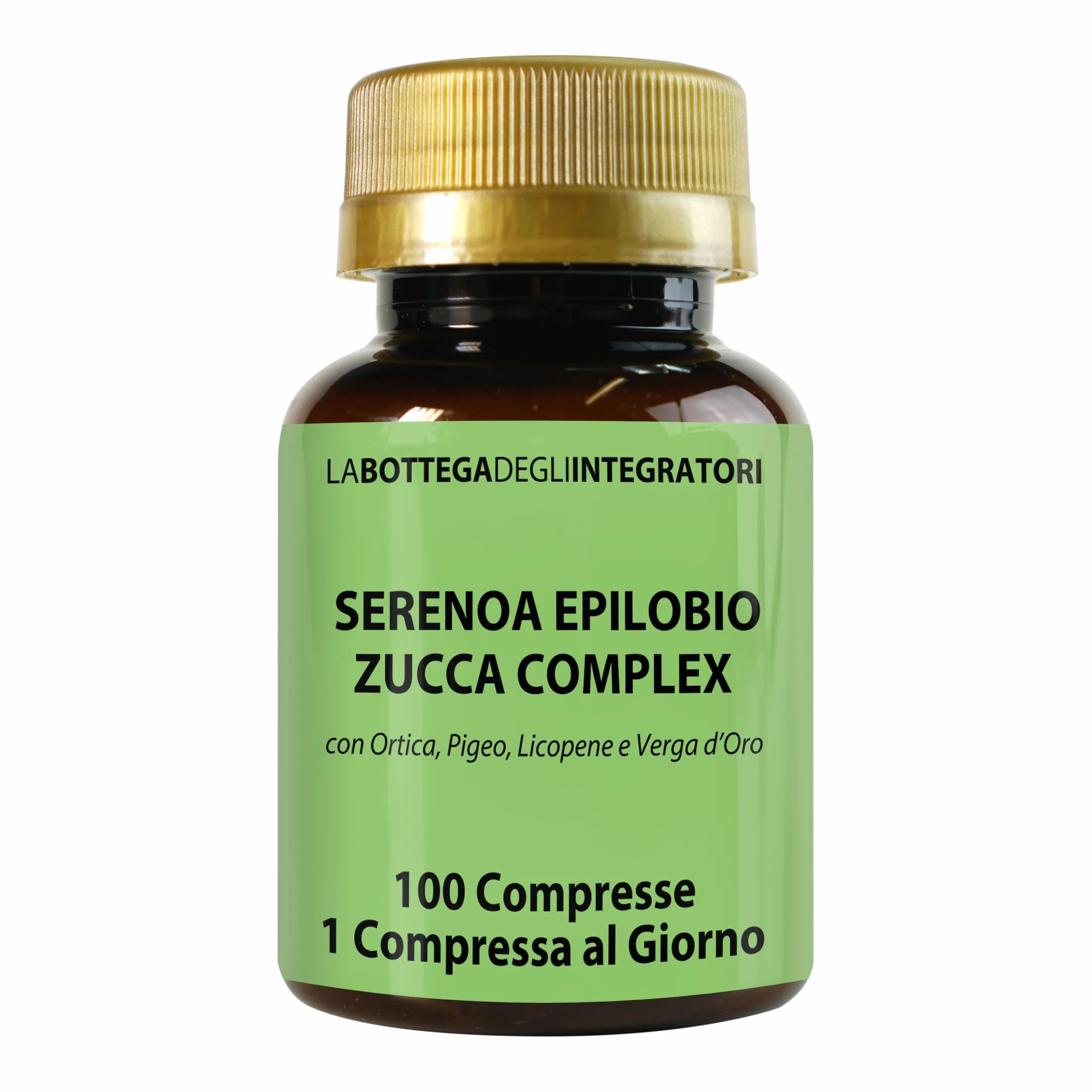 Serenoa Epilobio Zucca Complex con Ortica Pygeum Africanum Licopene e Verga D'Oro 100 Compresse Integratore Prostata Vie Urinarie