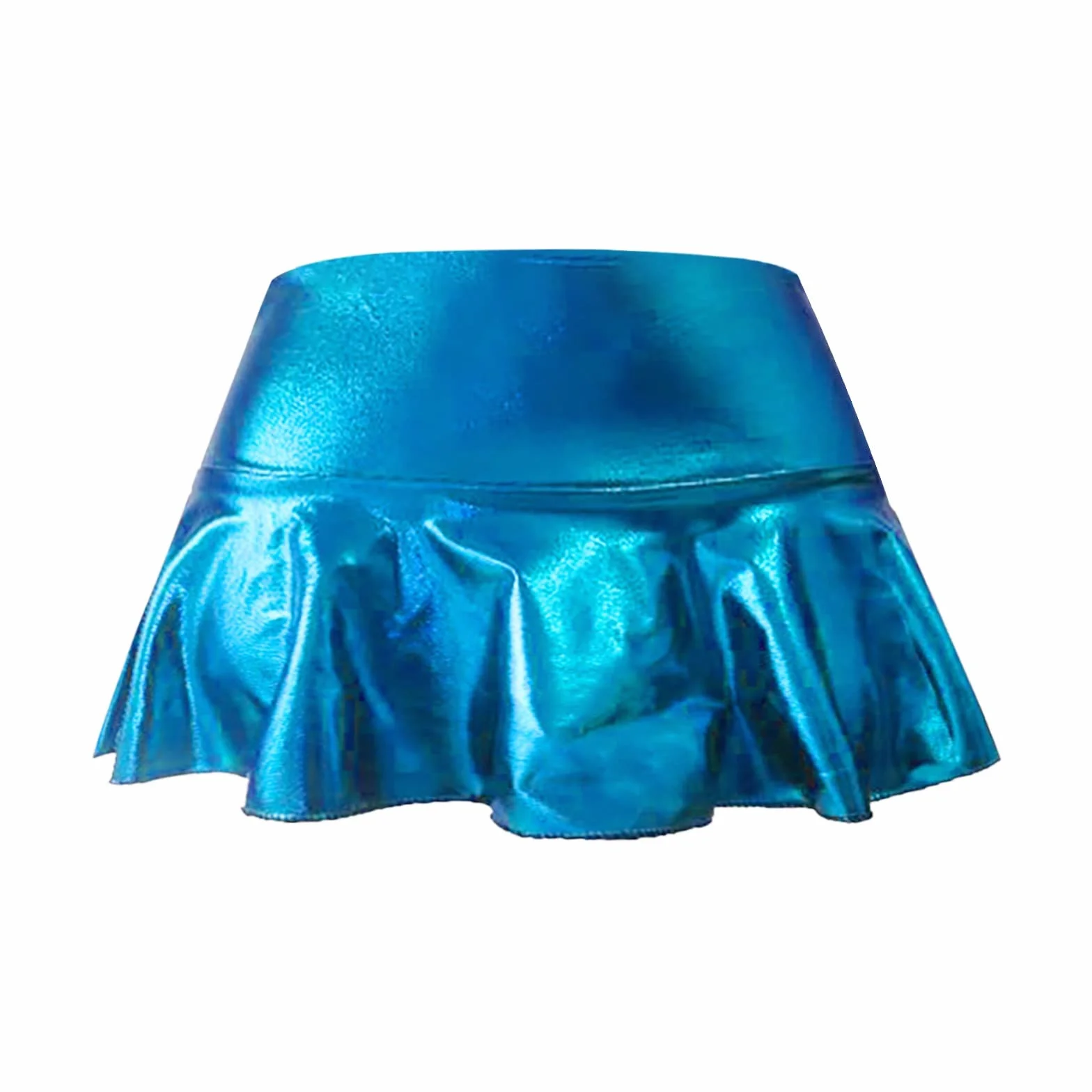 Minigonna sexy in pelle PU effetto bagnato vita alta ecopelle elasticizzata per clubwear