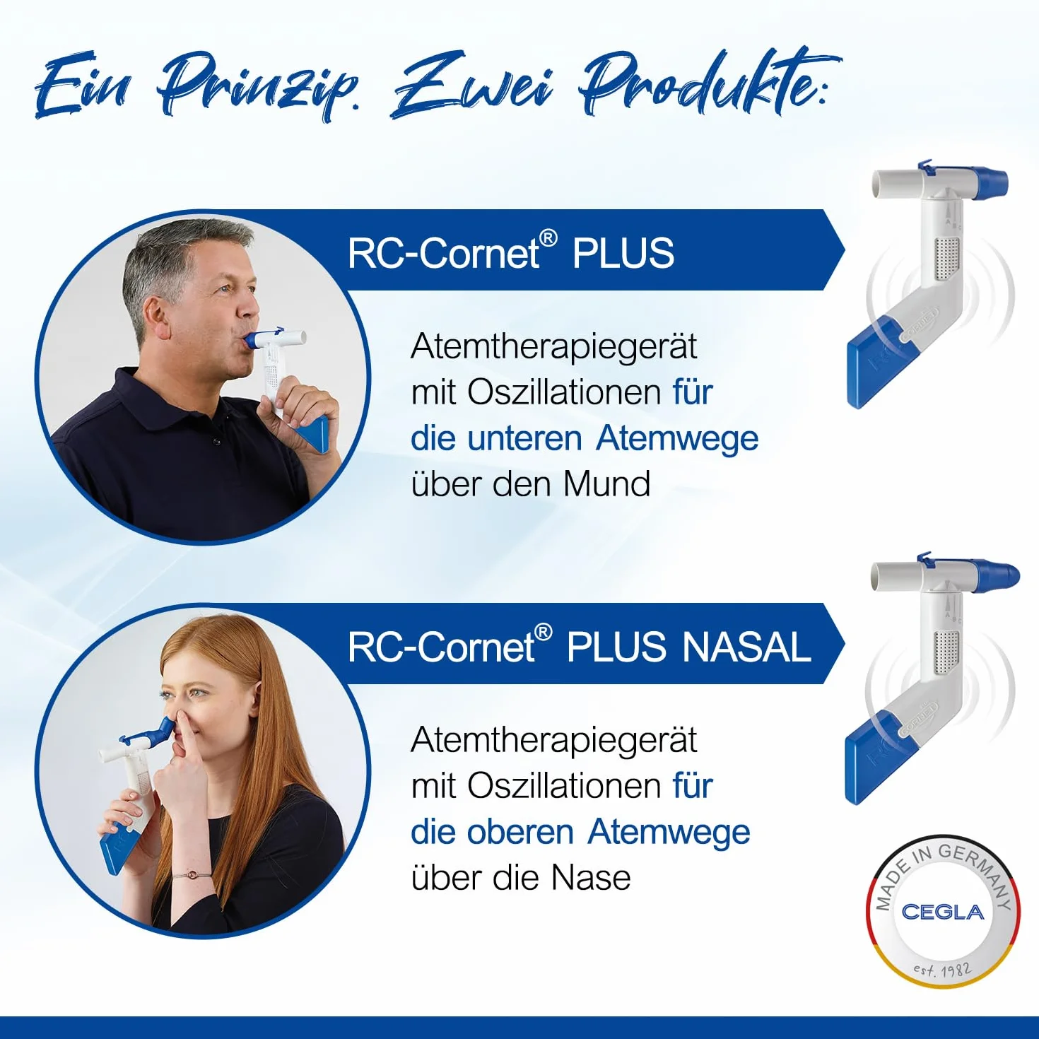CEGLA RC-Cornet PLUS Dispositivo per terapia respiratoria, riduce tosse, scioglie muco, libera vie respiratorie
