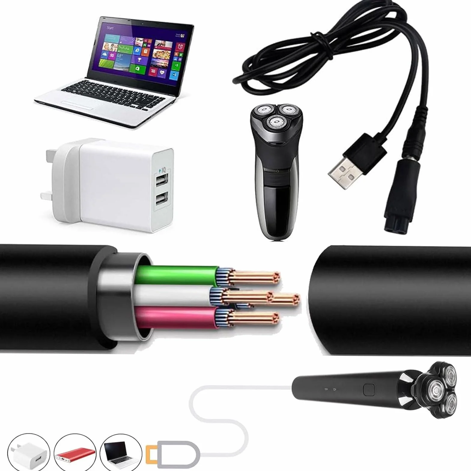 Caricabatterie USB Cavo Universale 5V per Rasoio