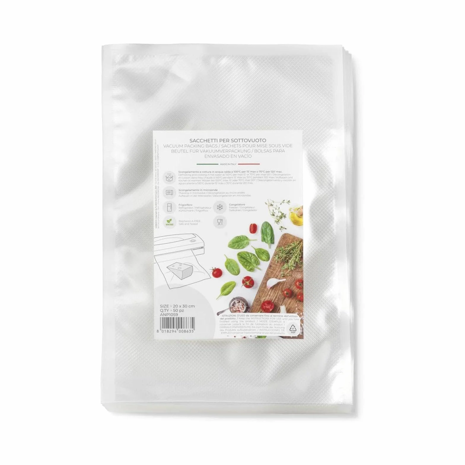 Magic Vac Sacchetti Sottovuoto 20x30 50 Pezzi, Certificati Made in Italy