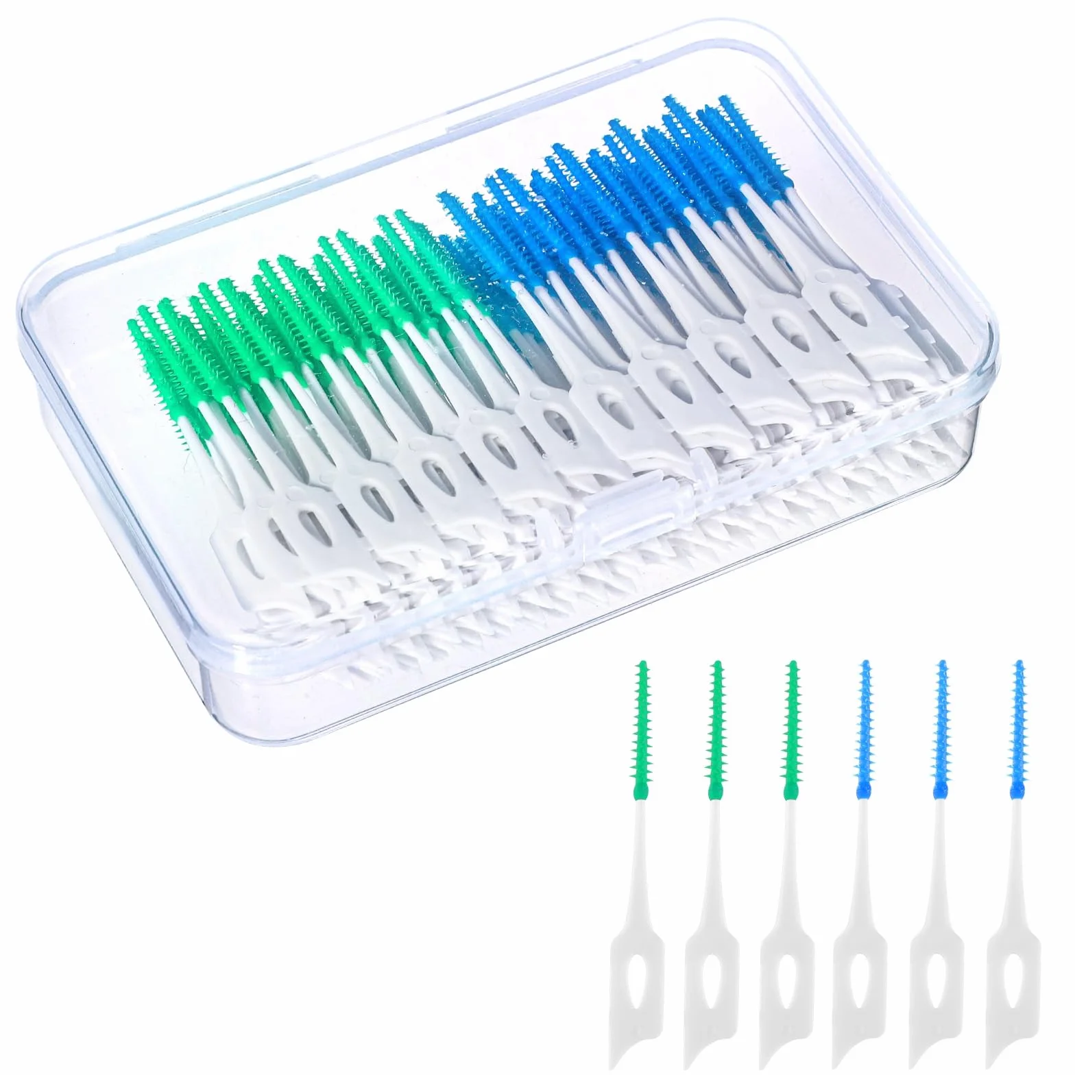Scovolini dentali 200 Pezzi Scovolino Interdentale Silicone con Scatola Igiene Dentale