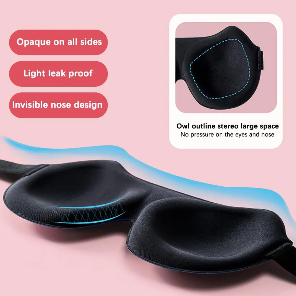 Maschera per Dormire per Bambini, Maschere per Dormire, 2 Pezzi Maschera per Dormire 3D per Bambini, Mascherina per Dormire Morbida con Cinturino Regolabile per Pisolino, Viaggio, Campeggio