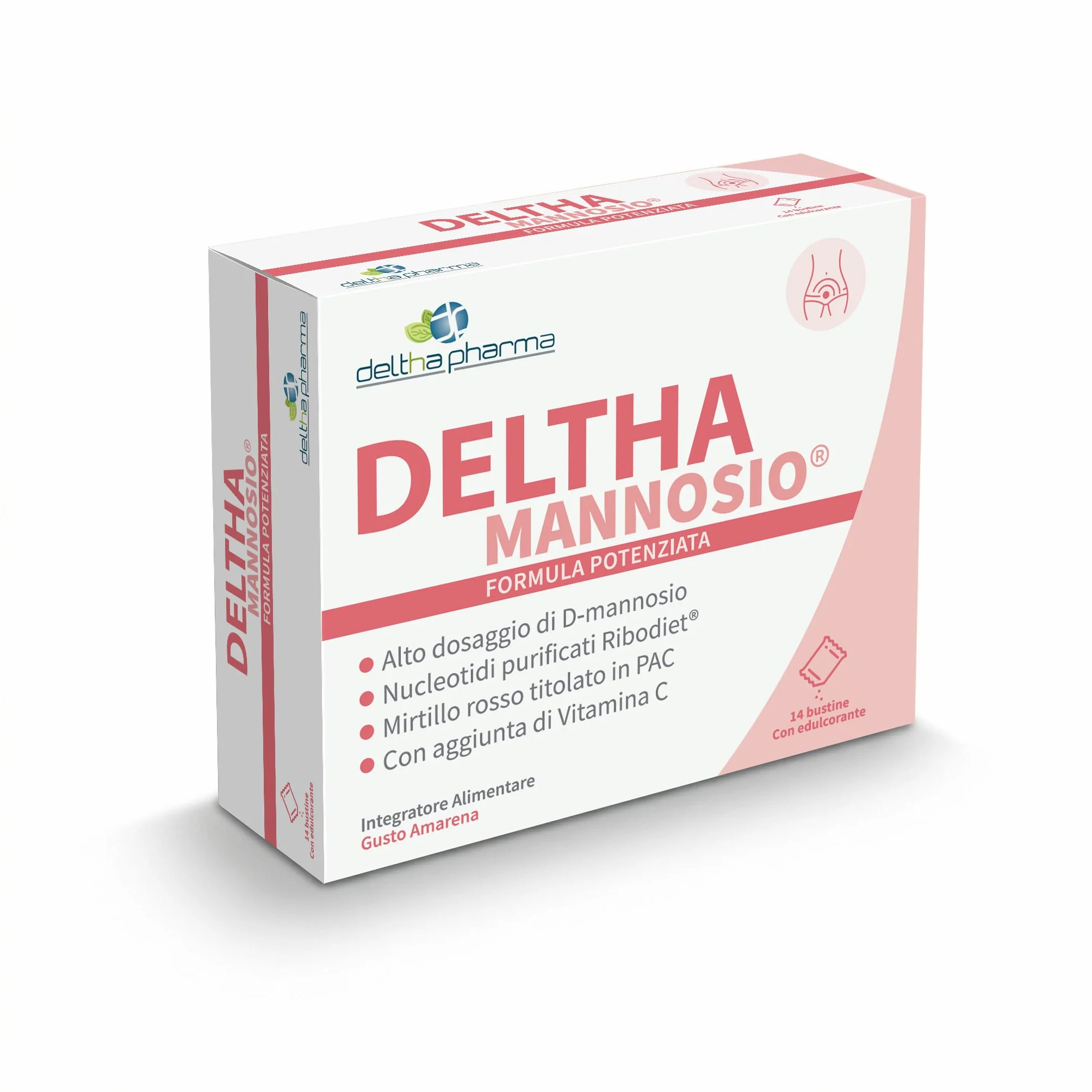 Deltha Mannosio Integratore Alimentare di D-mannosio Puro Ad Alto Dosaggio 1000 Mg, Nucleotidi e Mirtillo Rosso (cranberry) - 20 Bst, color Bianco, 656 ml