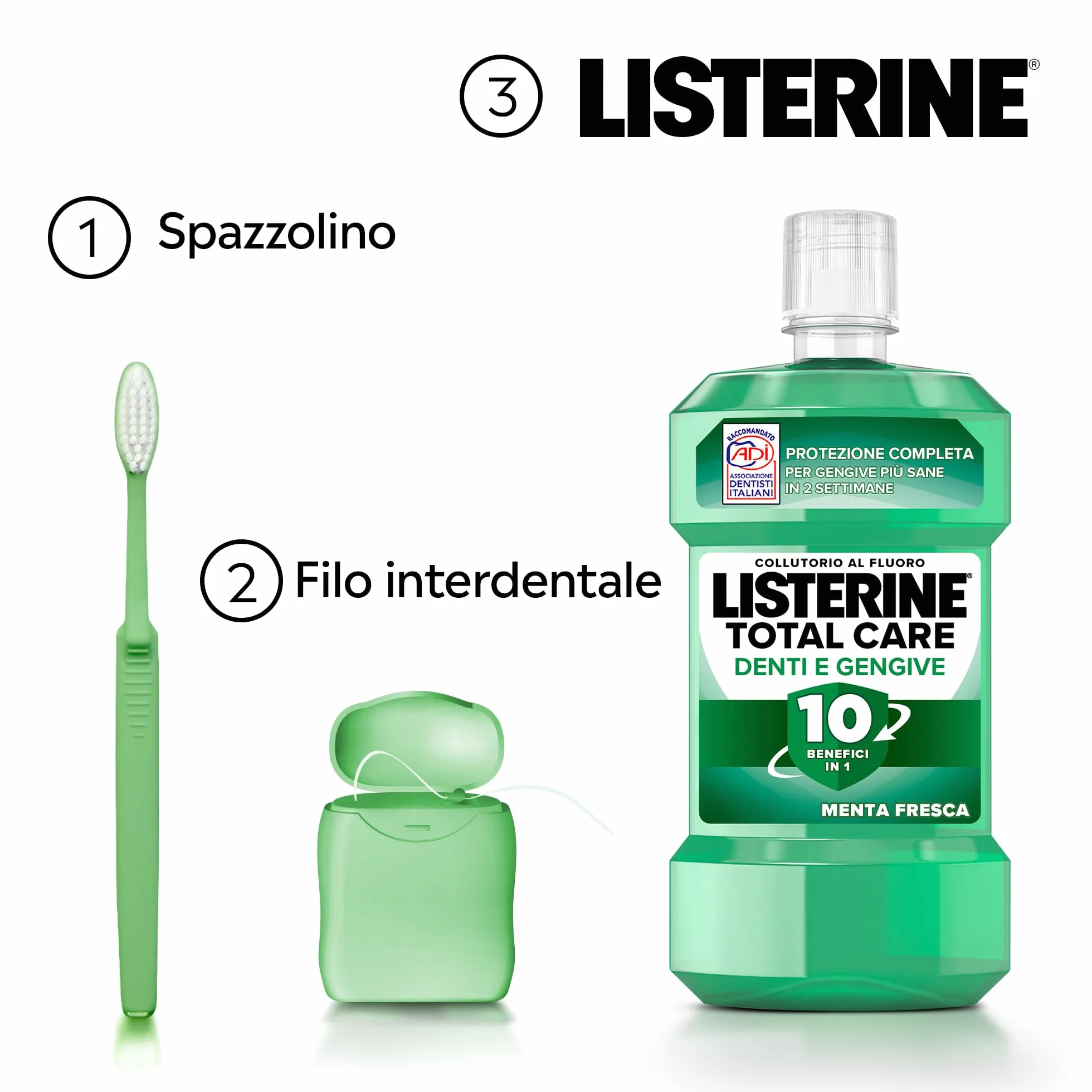 LISTERINE Total Care Denti e Gengive Collutorio al Fluoro Menta Fresca 500 ml