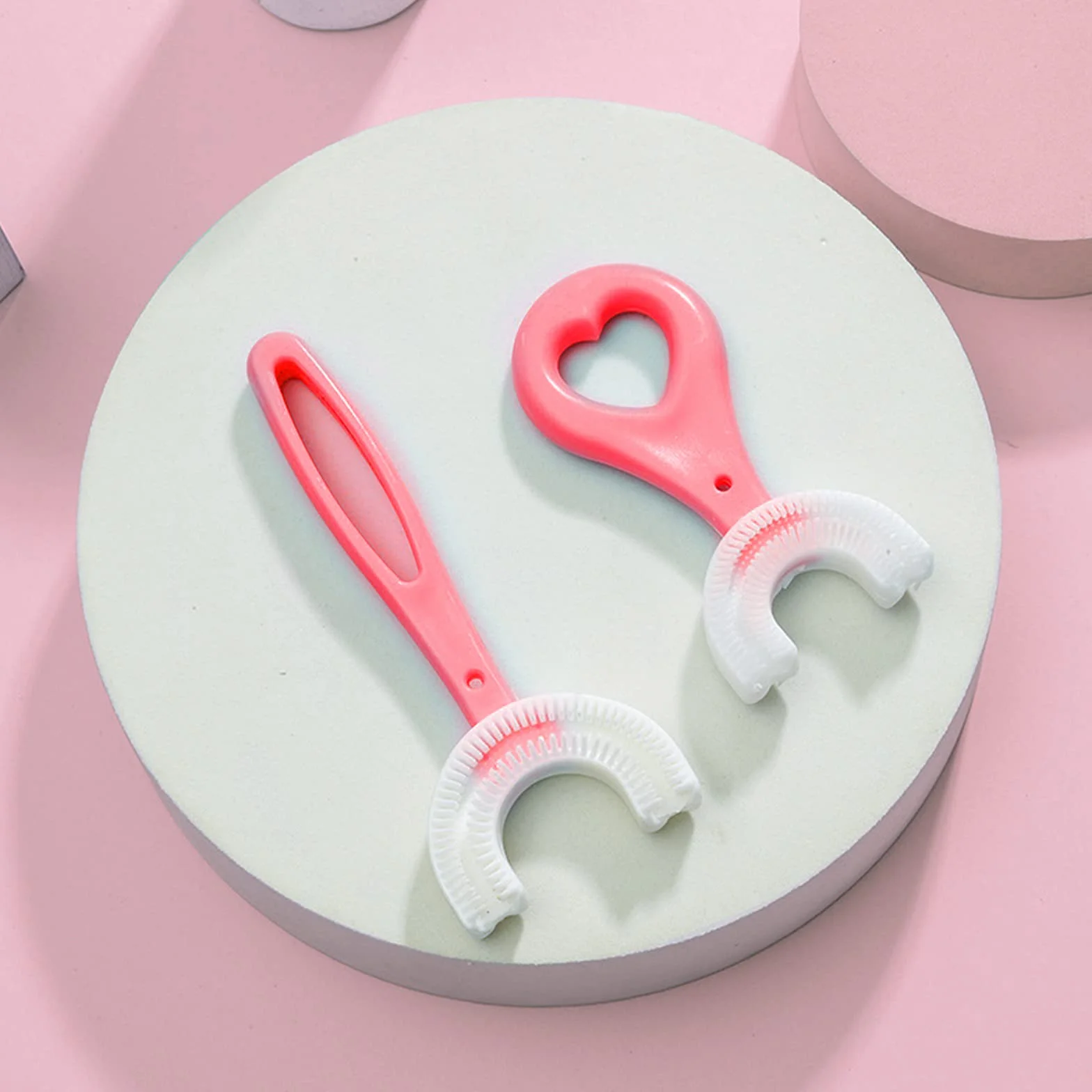 Spazzolino per Bambini a Forma di U - Testina in Silicone Morbido per Uso Alimentare, Pulizia dei Denti per l'Igiene Orale a 360°, per 2-12 Anni