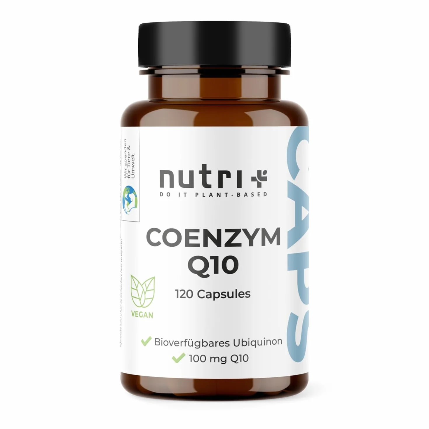 Nutri + Q10 Capsule alto Dosaggio - 120 Pillole 100 mg di Coenzima Q 10 per Capsula - Ubichinone vegano alta Qualità da Fermentazione senza Additivi inutili