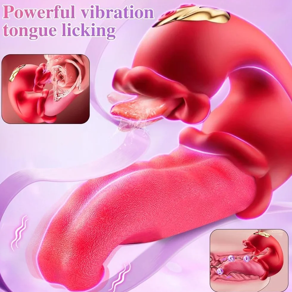 Vibratore per adulti, giocattolo sessuale per donne, 4 in 1, vibratore, dildo leccare la lingua, giocattolo sessuale anale, clitoride, capezzolo, vibratori, coppie femminili