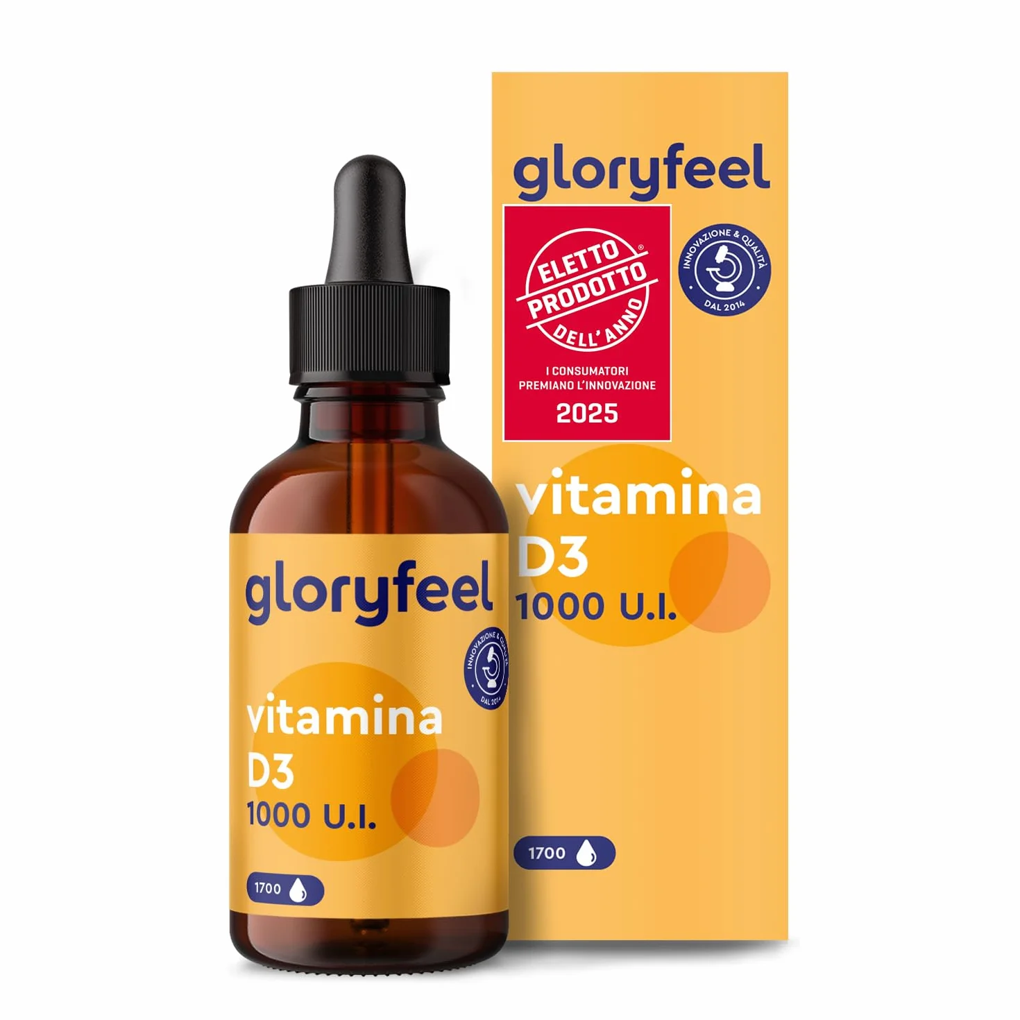 Vitamina D3 1000 UI per Goccia, 50ml (1700 Gocce), Eletto PRODOTTO DELL'ANNO 2025, Supporta Ossa, Denti e Sistema Immunitario, Vitamina D Colecalciferolo, in Olio MCD ad Alta Stabilità