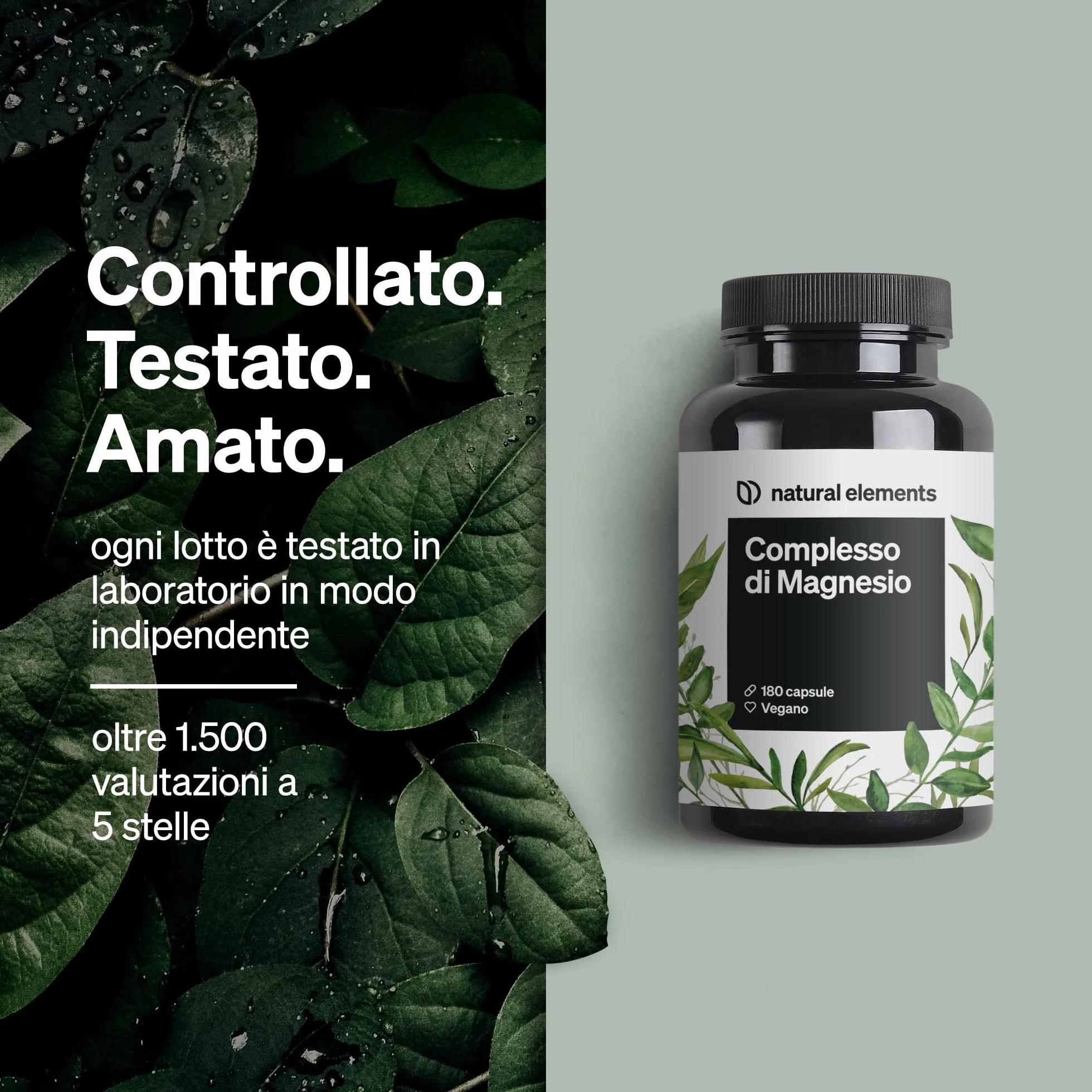 Magnesio Completo – qualità premium: a base di 5 composti di alta qualità – 400 mg di magnesio elementare per dose giornaliera – testato in laboratorio, vegano, ad alto dosaggio