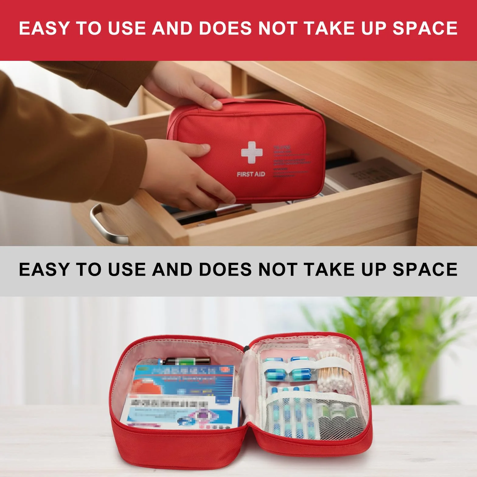 VINATO Kit di Primo Soccorso, Borsa Medica Portatile Vuota, Rosso