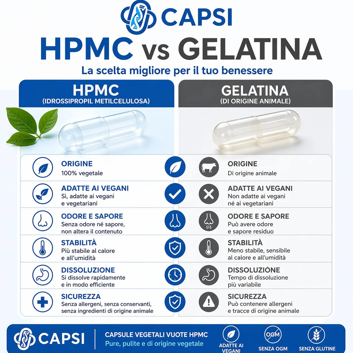 Capsule vegetariane vuote HPMC Dimensioni 0 x 100
