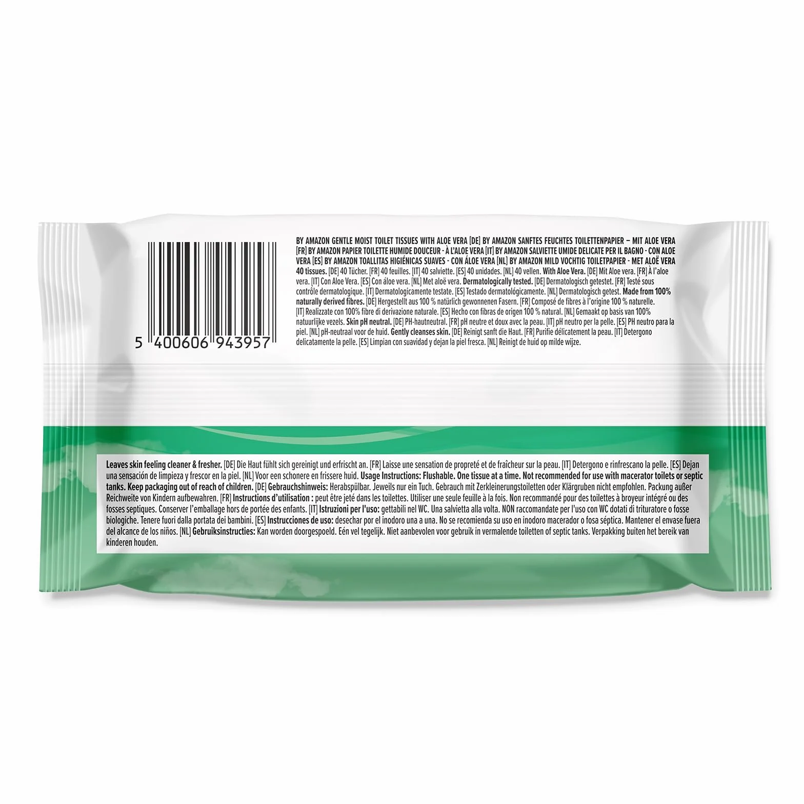 Amazon Fazzoletti igienici umidi delicati con aloe vera lavabili 240 pezzi (6 confezioni da 40 fogli)